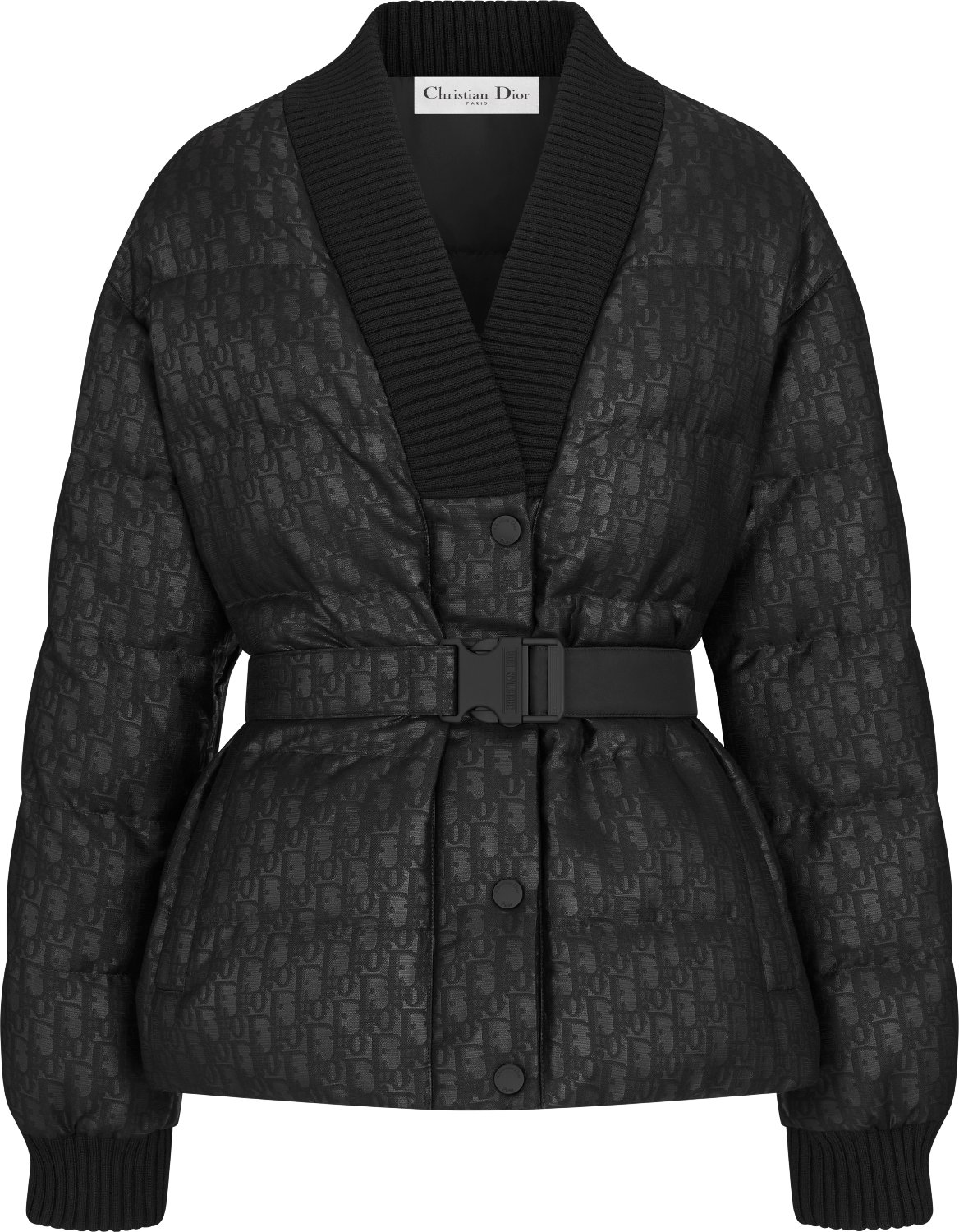 DiorAlps Reversible Belted Jacket Black Quilted Technical Taffeta Jacquard with Dior Oblique Motif DIOR