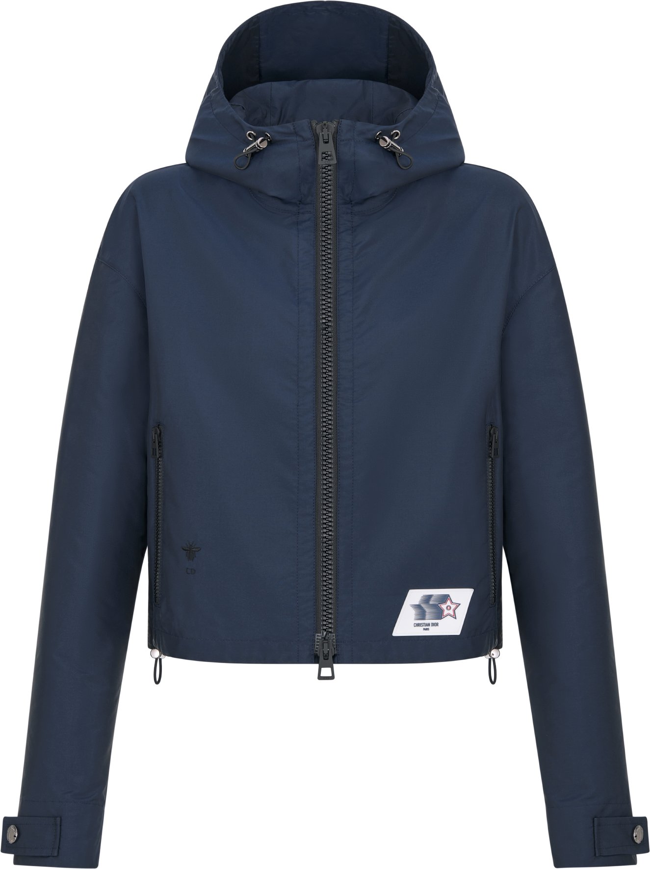 Veste courte a capuche Dior Vibe Jacquard de taffetas technique bleu marine DIOR