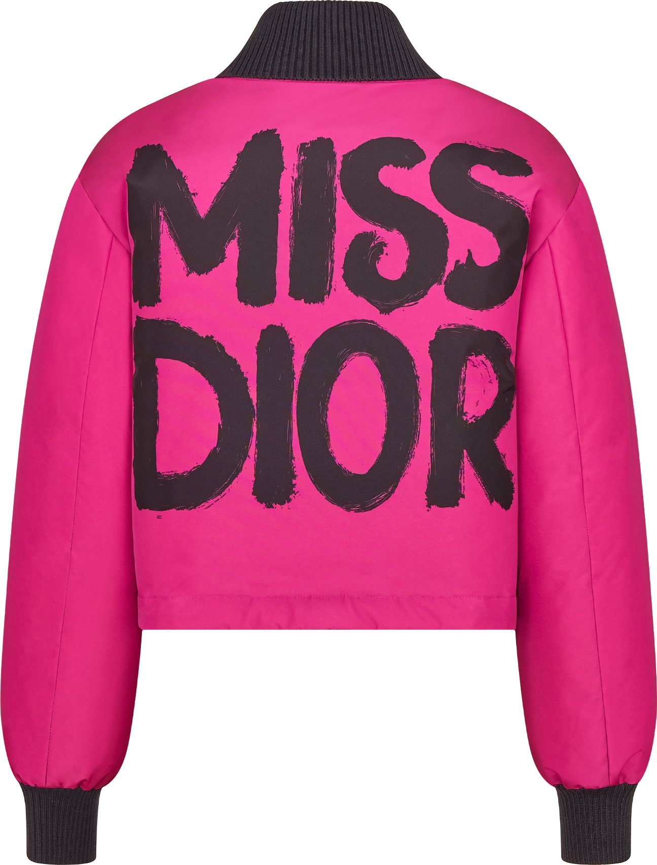 DiorAlps Cropped Bomber Jacket Bright Pink Quilted Technical Taffeta with  Black Miss Dior Graffiti Motif | DIOR