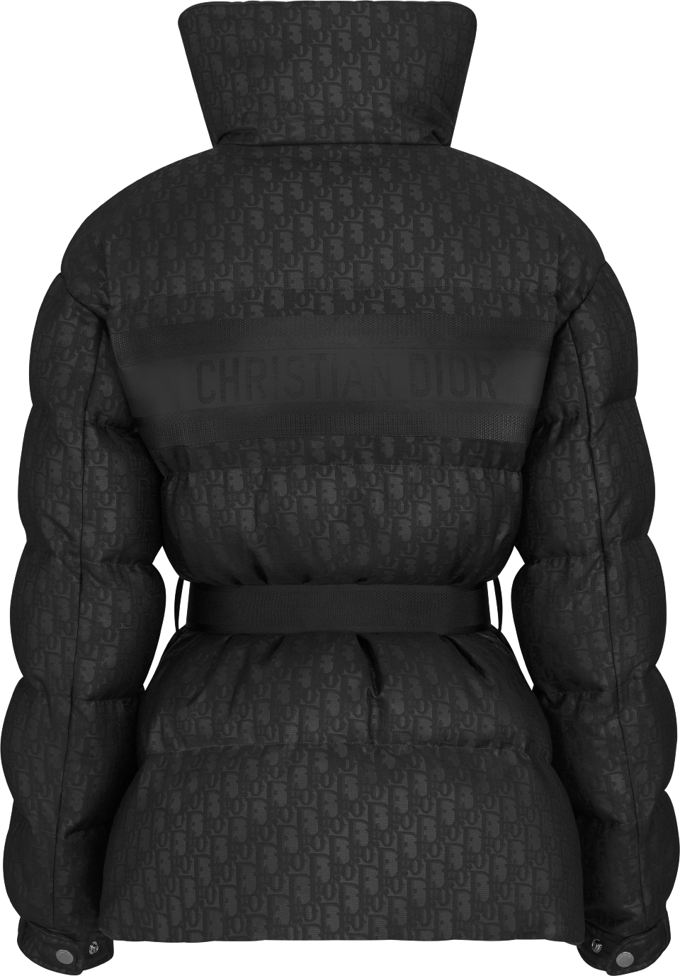 DiorAlps Belted Puffer Jacket Black Quilted Technical Taffeta Jacquard with Dior Oblique Motif DIOR