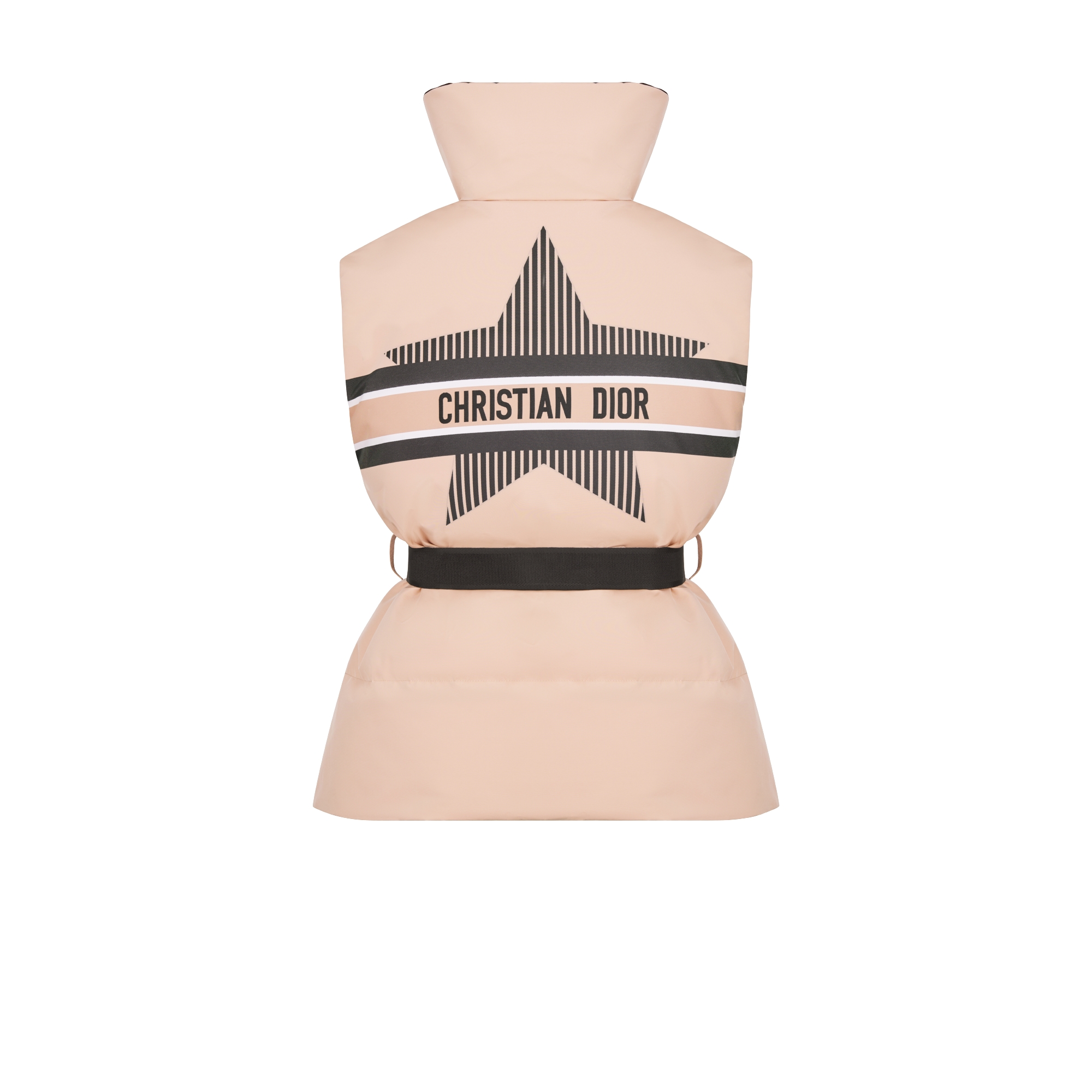 DiorAlps Belted Puffer Vest Pink Quilted Technical Taffeta with Black Dior Star Motif E08