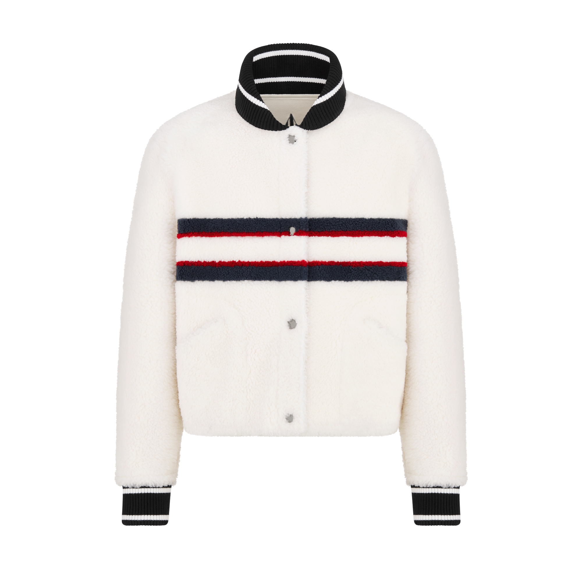 Bomber reversible DiorAlps Borreguillo de piel de cordero beige con motivo Dior Star en tres tonos E07