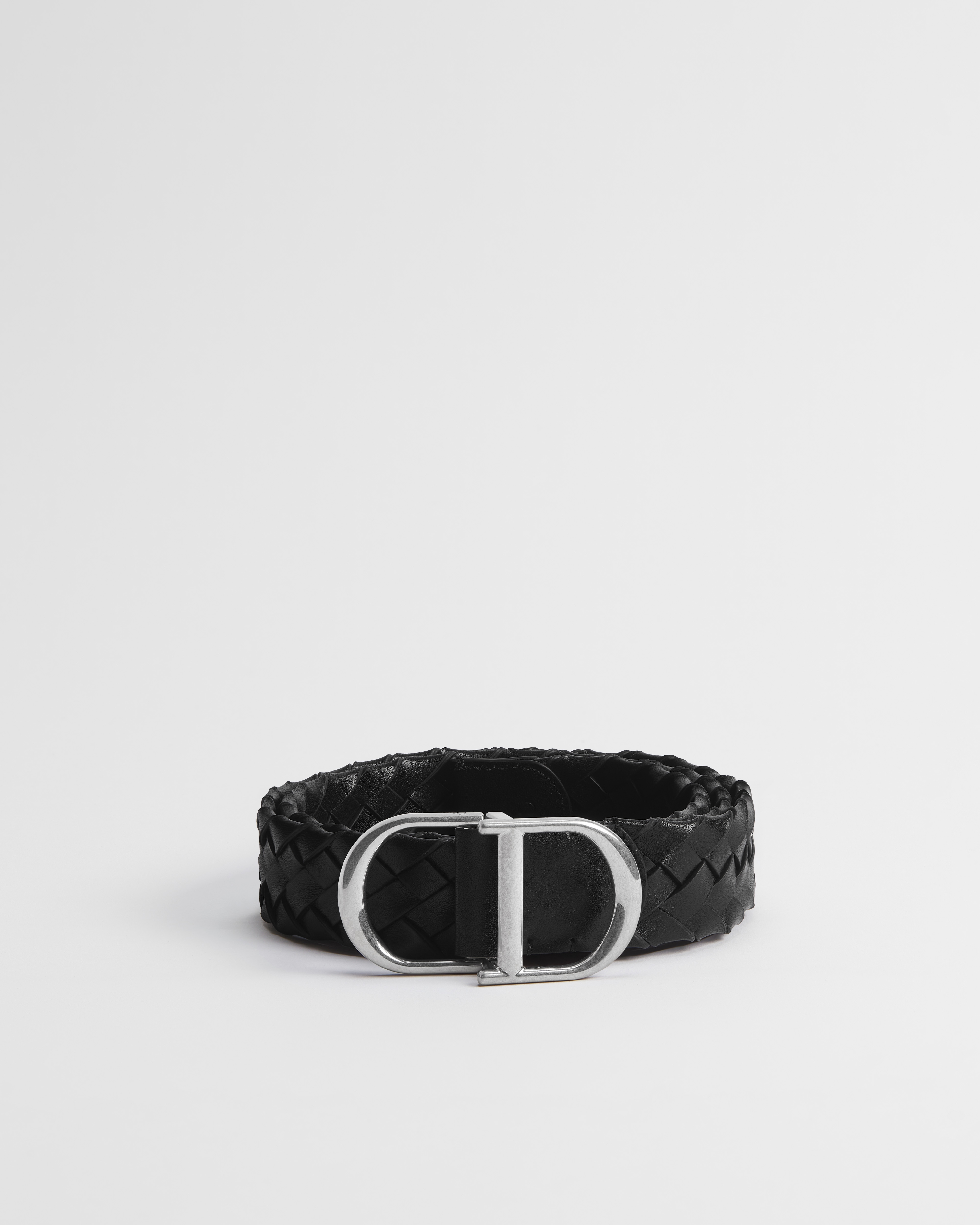 CD Belt Black Woven Taurillon Leather, 35 MM E01