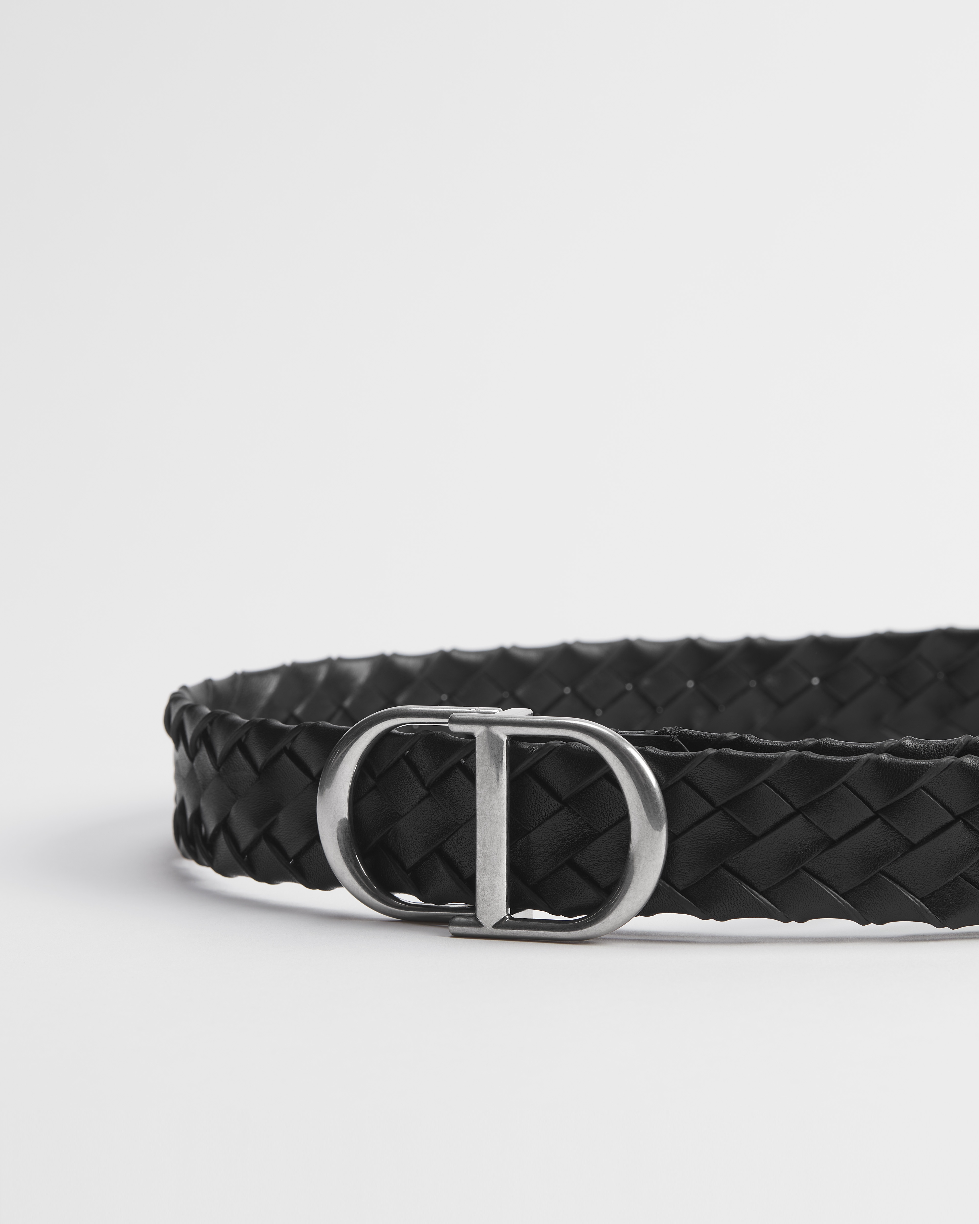 CD Belt Black Woven Taurillon Leather, 35 MM E09