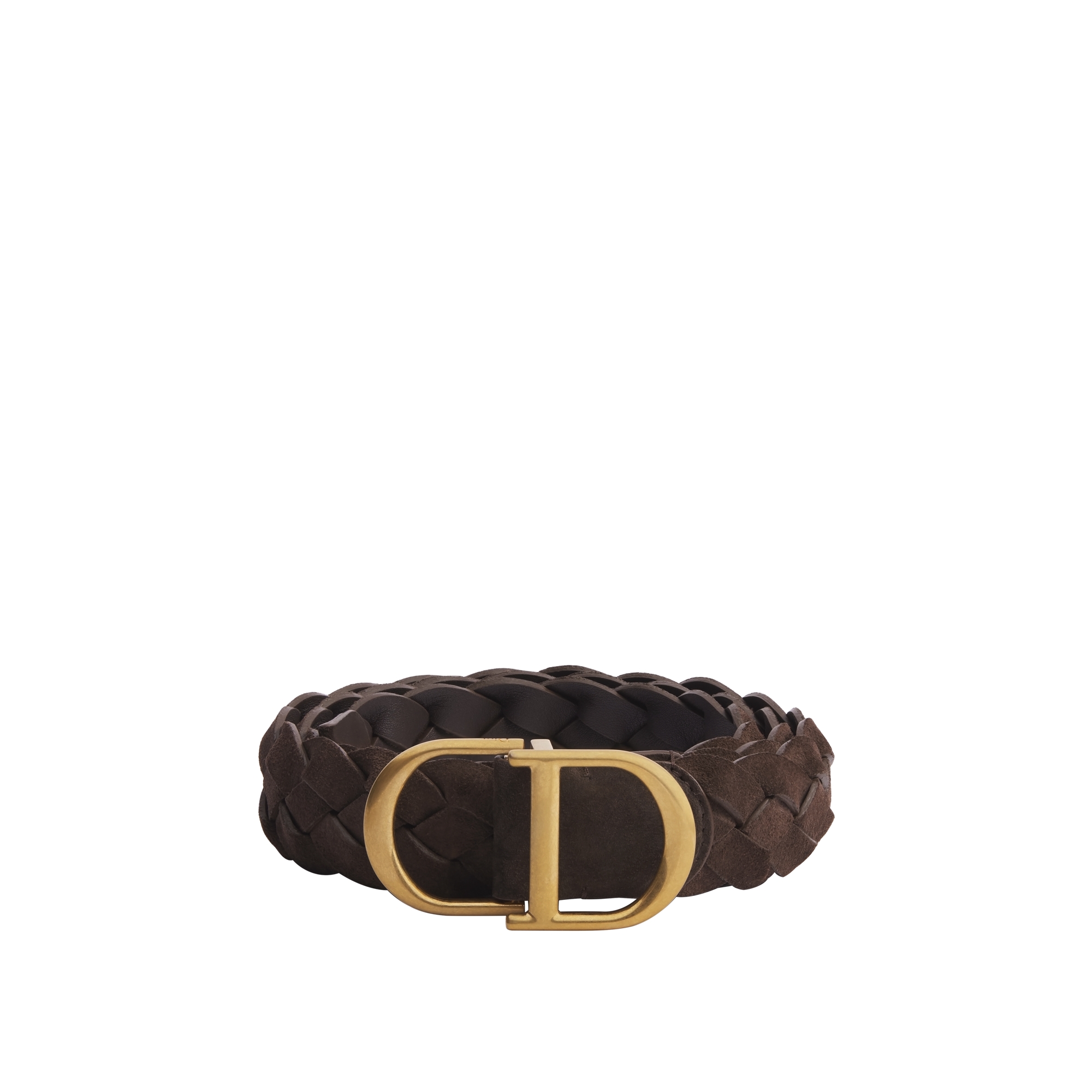 CD Belt Brown Braided Suede Calfskin, 35 MM E01
