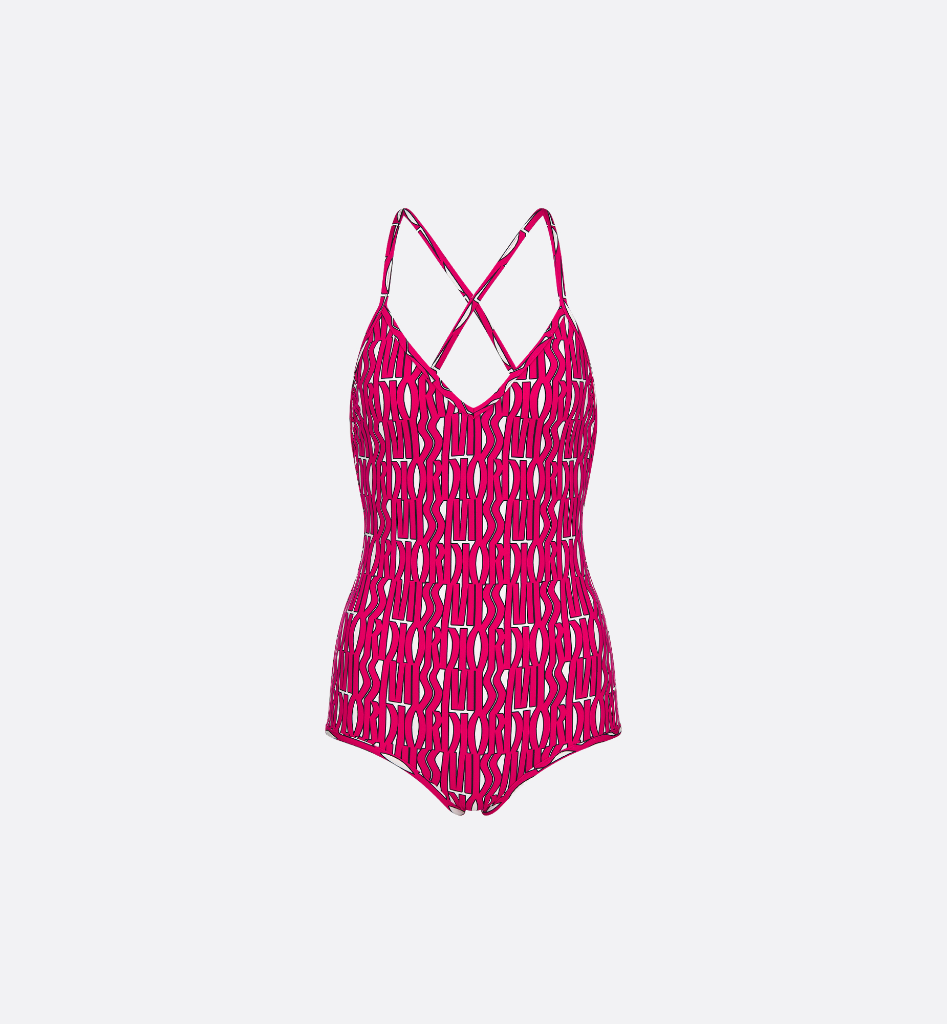 One-Piece Swimsuit White Technical Fabric with Fuchsia Miss One-Piece Swimsuit White Technical Fabric with Fuchsia Miss