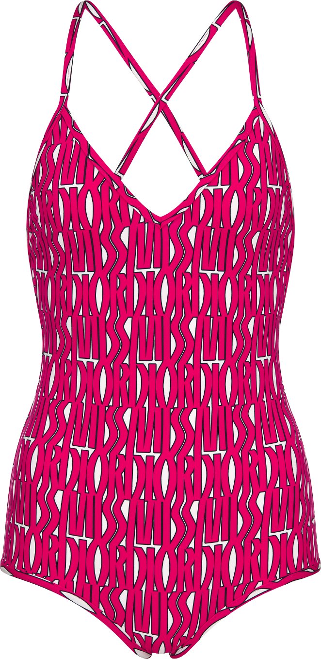 Maillot de bain une piece Tissu technique blanc a motif Miss Dior Allover fuchsia DIOR