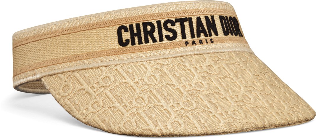 D Smash Dior Oblique Visor Beige Raffia Effect Embroidered Cotton DIOR