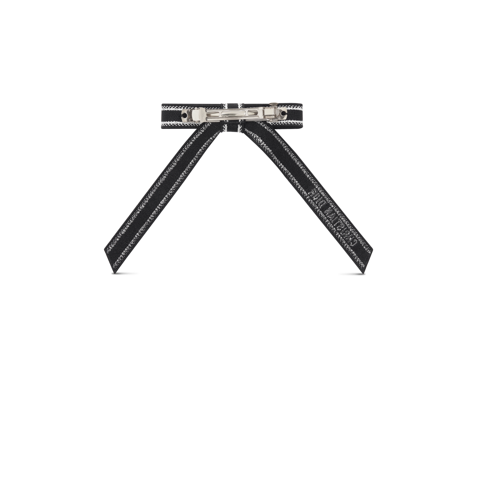 Christian Dior Embroidered Dior Twist Bow Black and White Embroidery E08