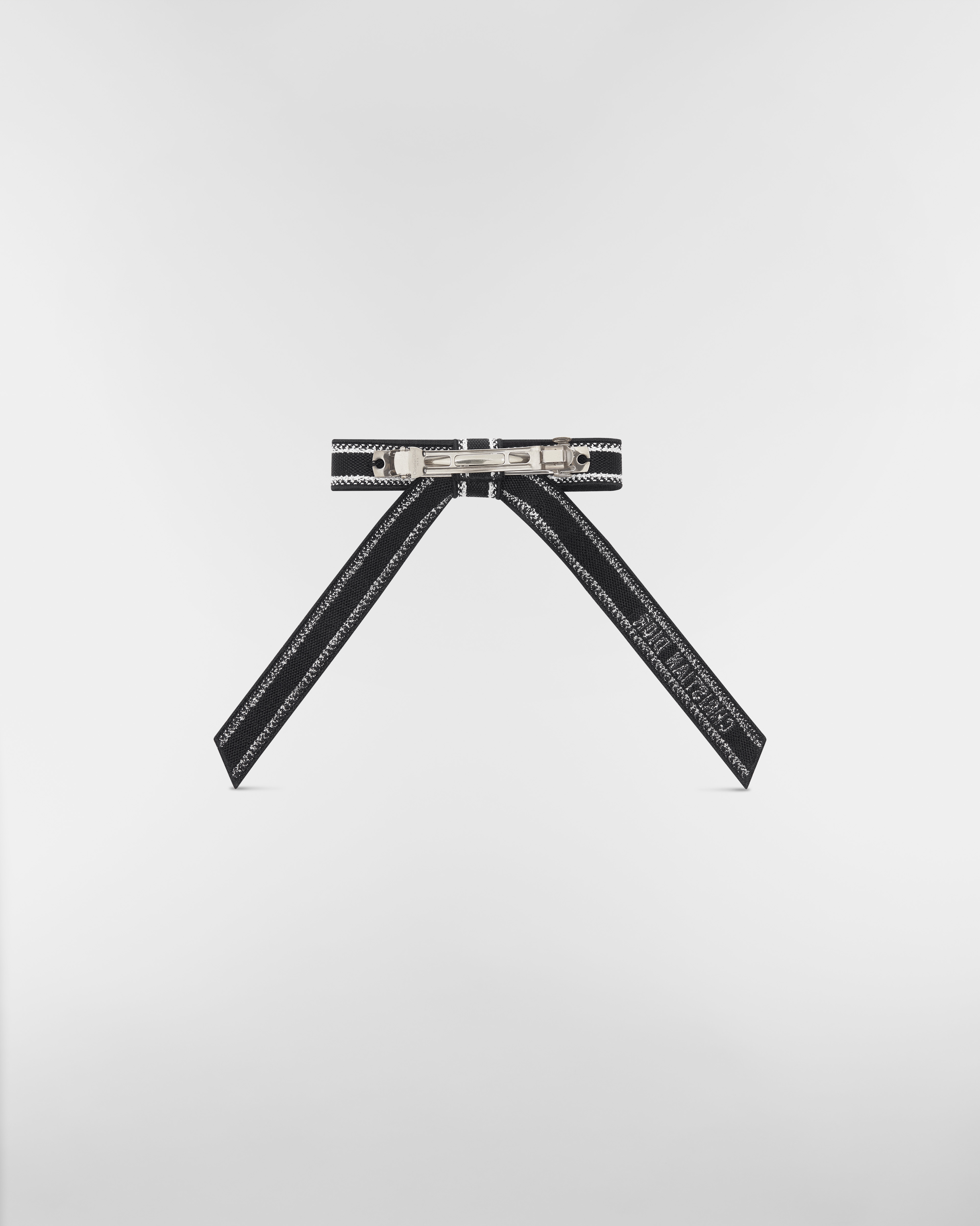 Christian Dior Embroidered Dior Twist Bow Black and White Embroidery E08