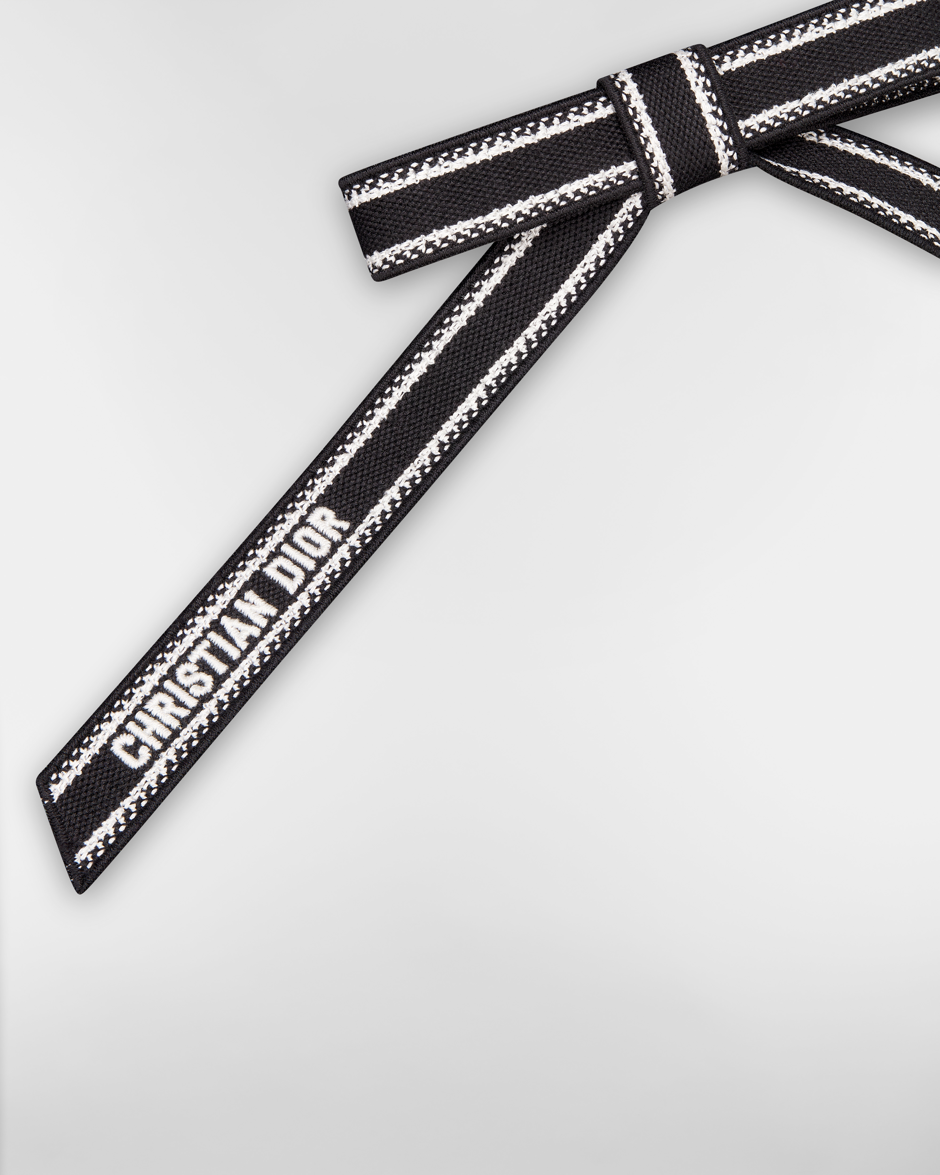 Christian Dior Embroidered Dior Twist Bow Black and White Embroidery E09