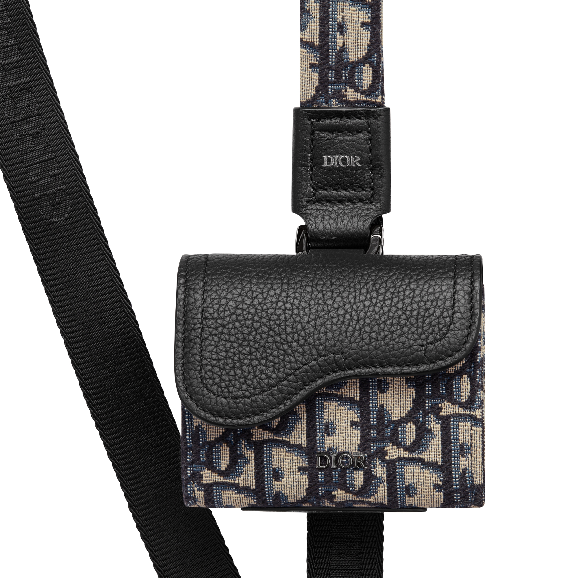 Pet Leash Black Nylon Jacquard with Beige and Black Dior Oblique Jacquard E09