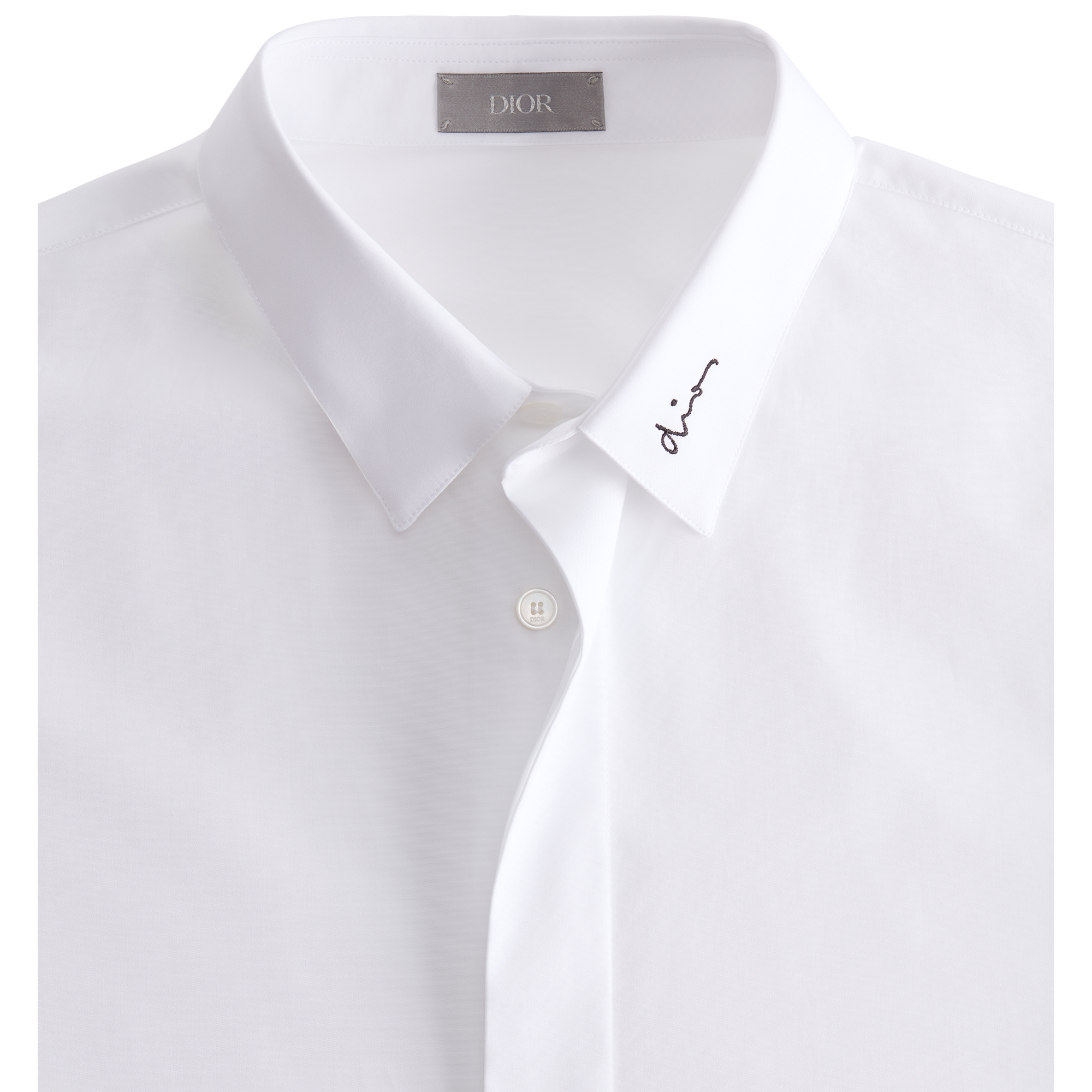 Shirt with Dior Embroidery White Cotton Poplin E09