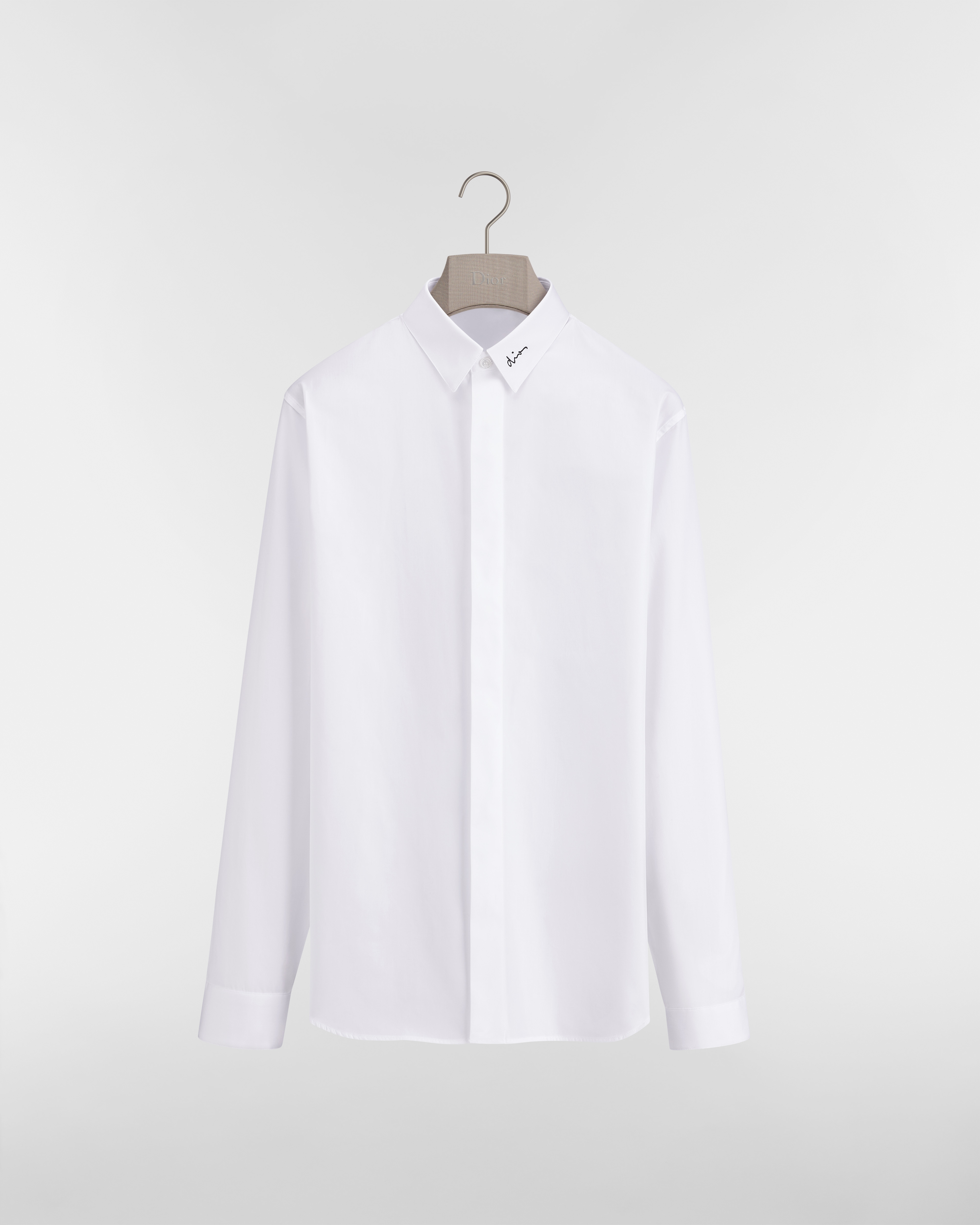 Shirt with Dior Embroidery White Cotton Poplin E01