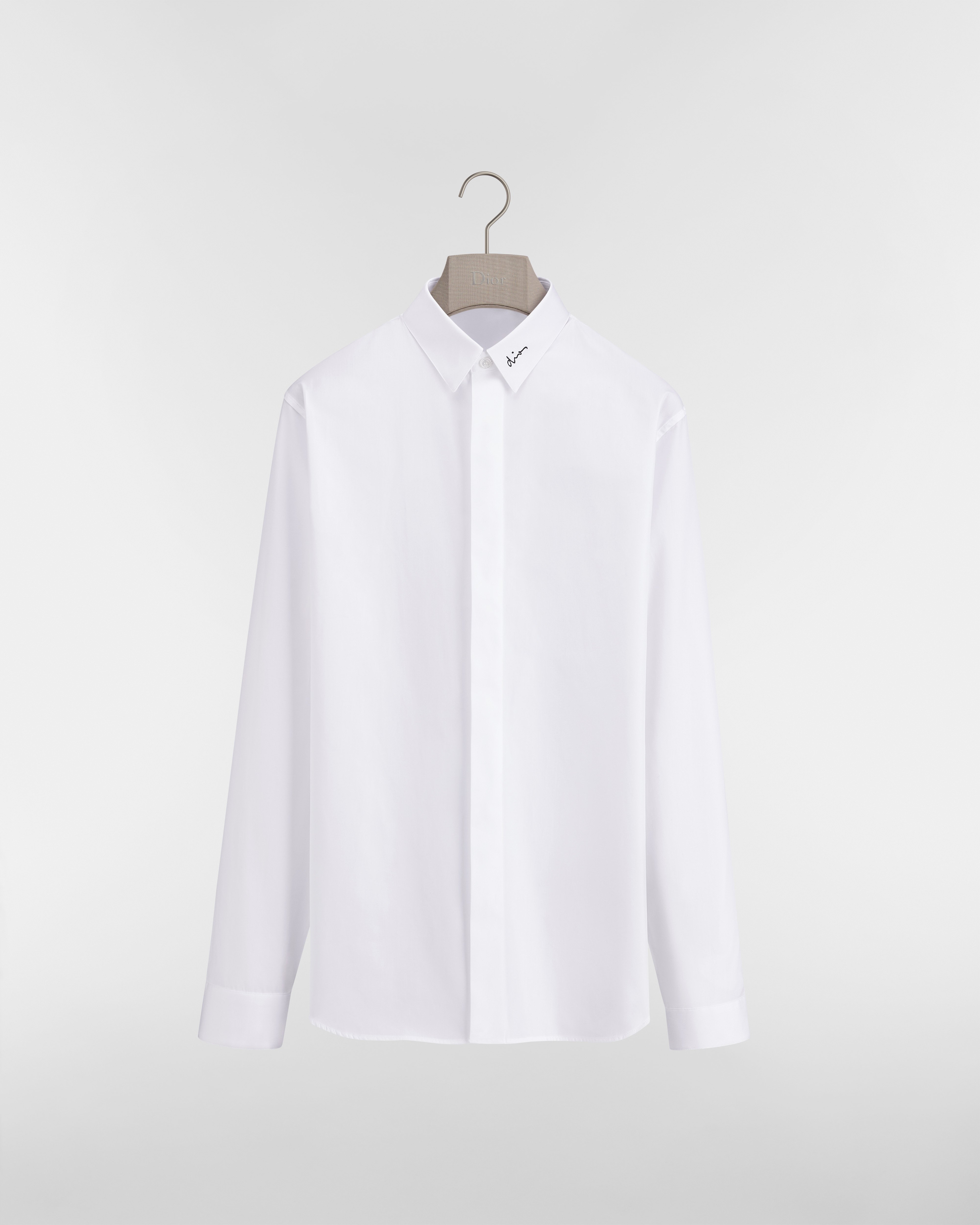 Shirt with Dior Embroidery White Cotton Poplin