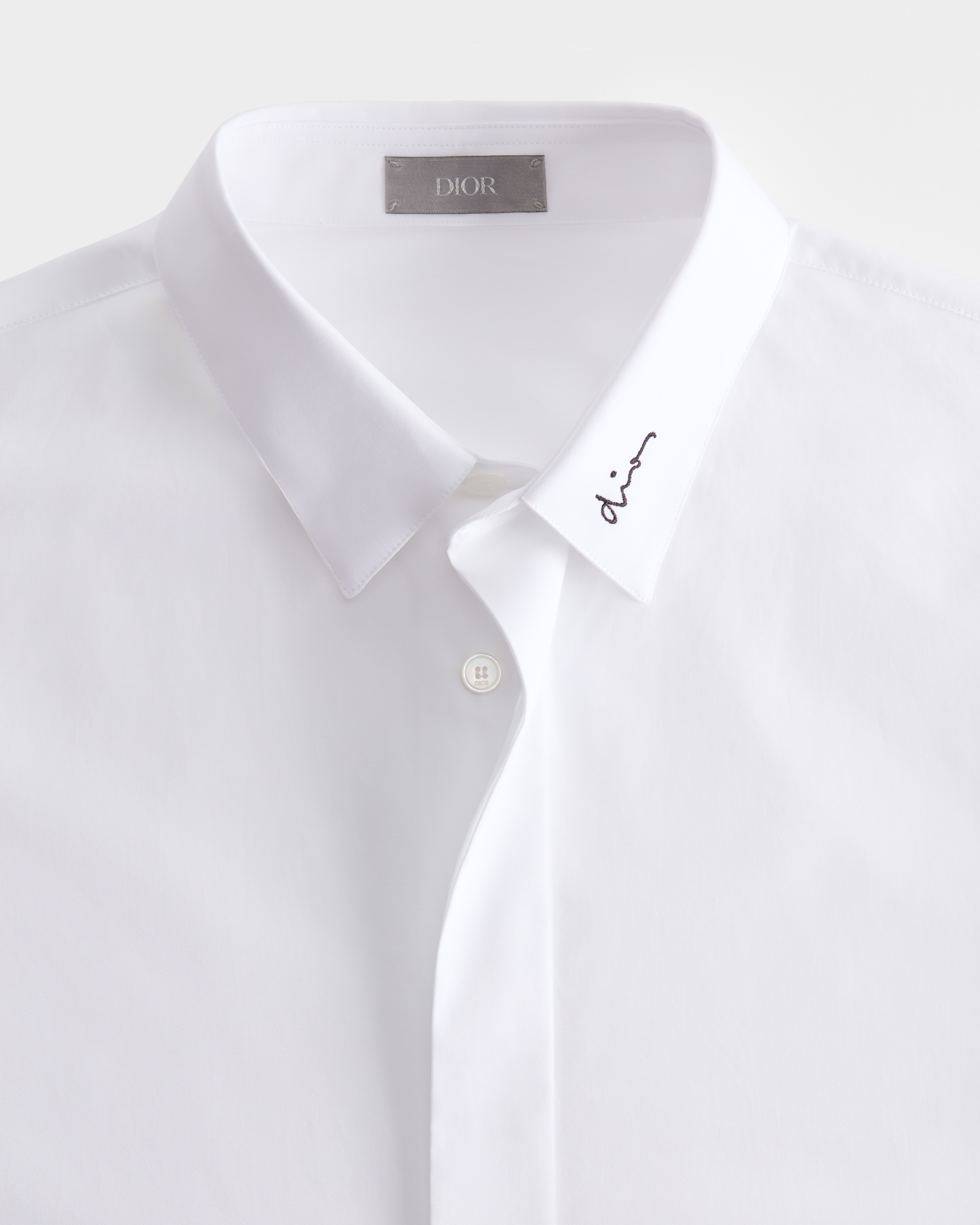 Shirt with Dior Embroidery White Cotton Poplin E09