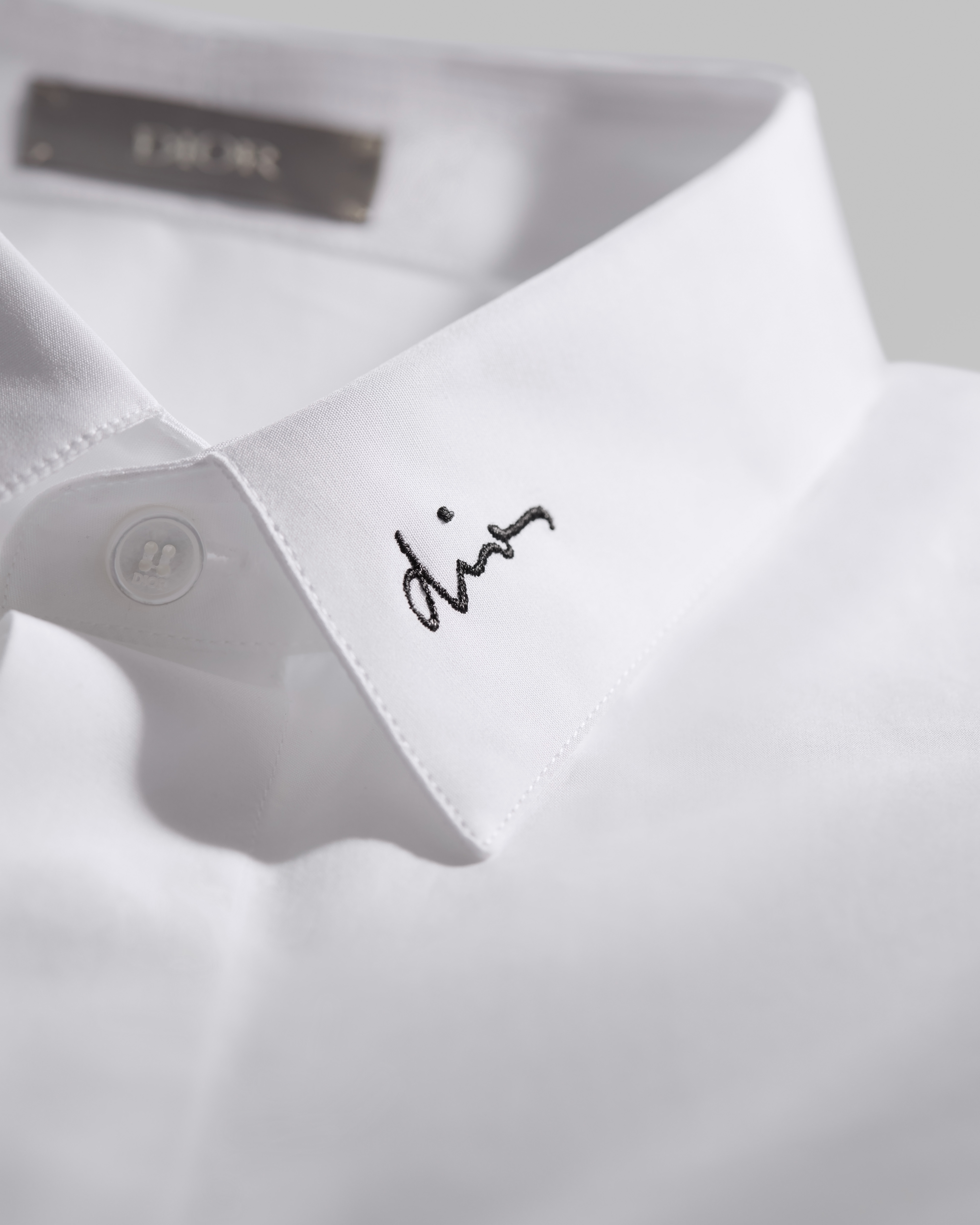 Shirt with Dior Embroidery White Cotton Poplin E10