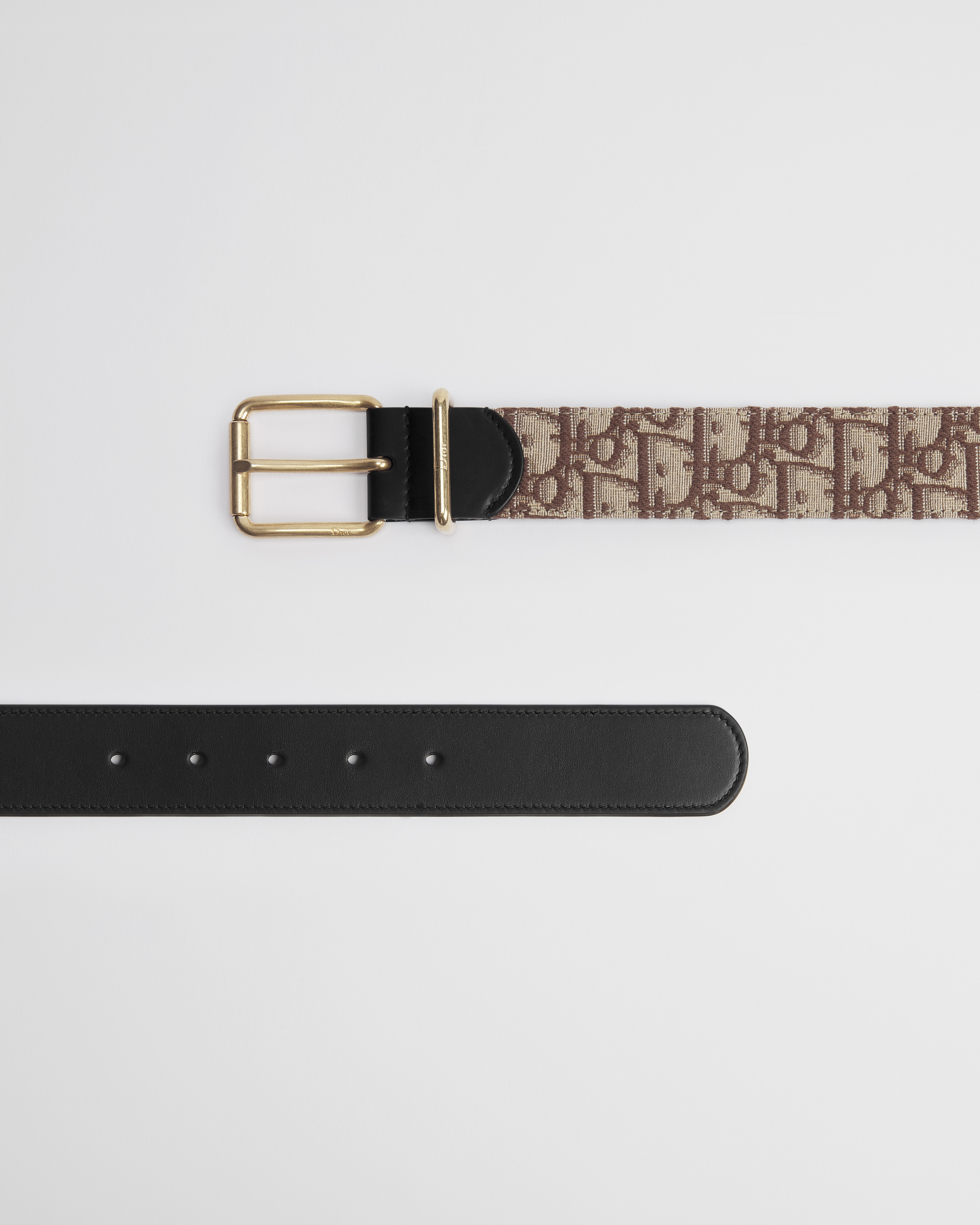 Belt Brown Dior Oblique Jacquard and Black Smooth Calfskin, 35 MM E06