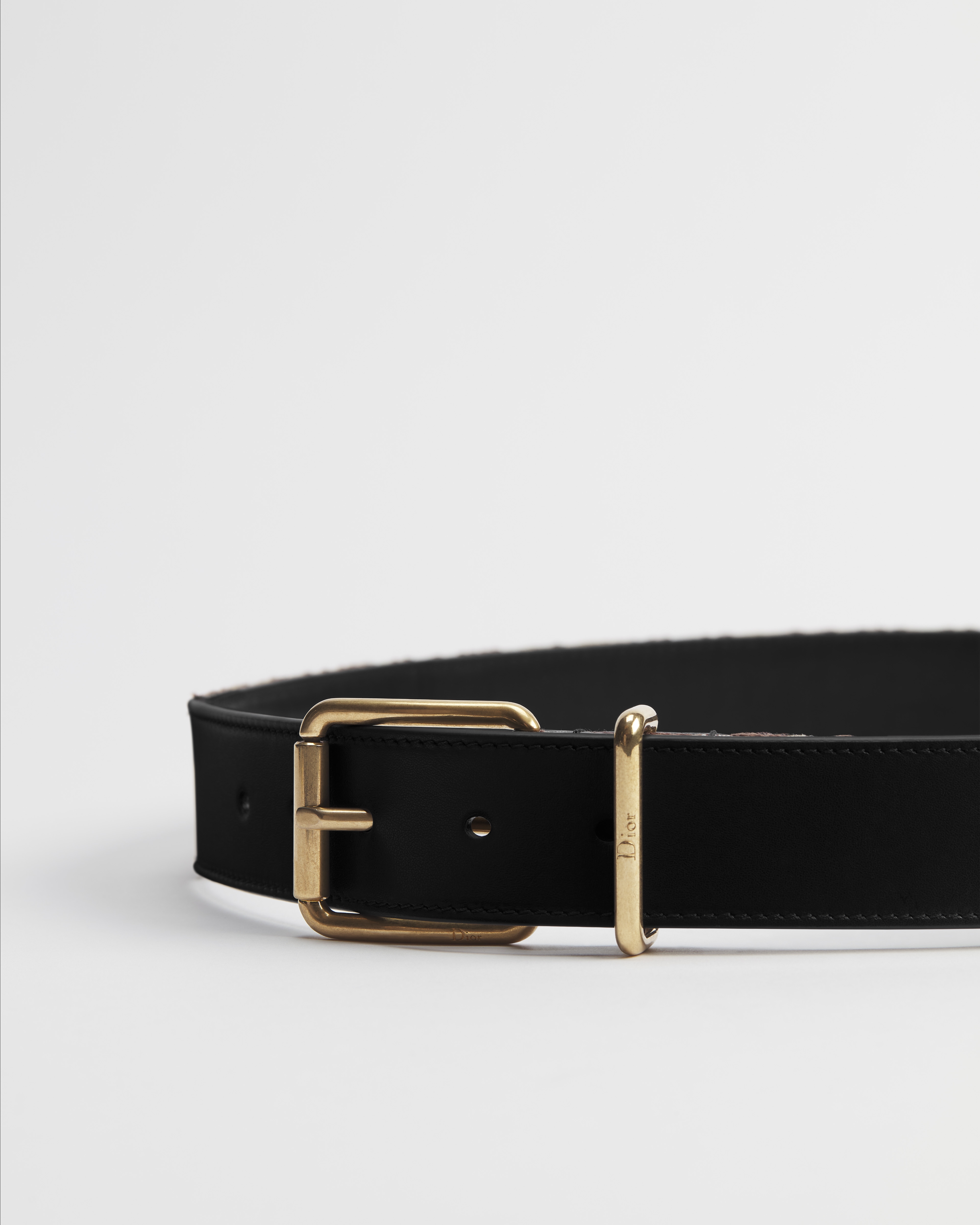 Belt Brown Dior Oblique Jacquard and Black Smooth Calfskin, 35 MM E09