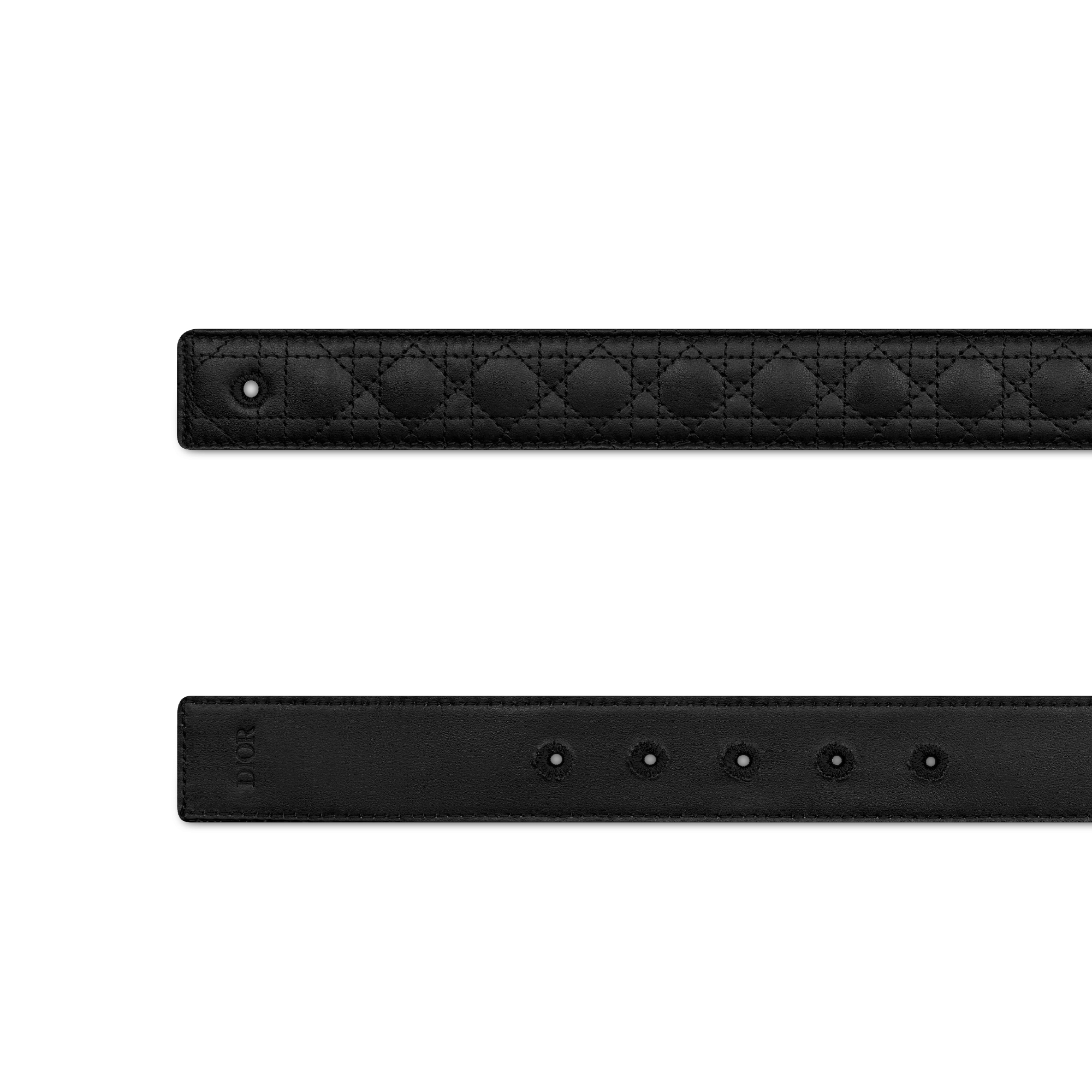 Reversible Belt Strap Black Cannage Kumo Leather and Black Smooth Calfskin, 35 MM E06