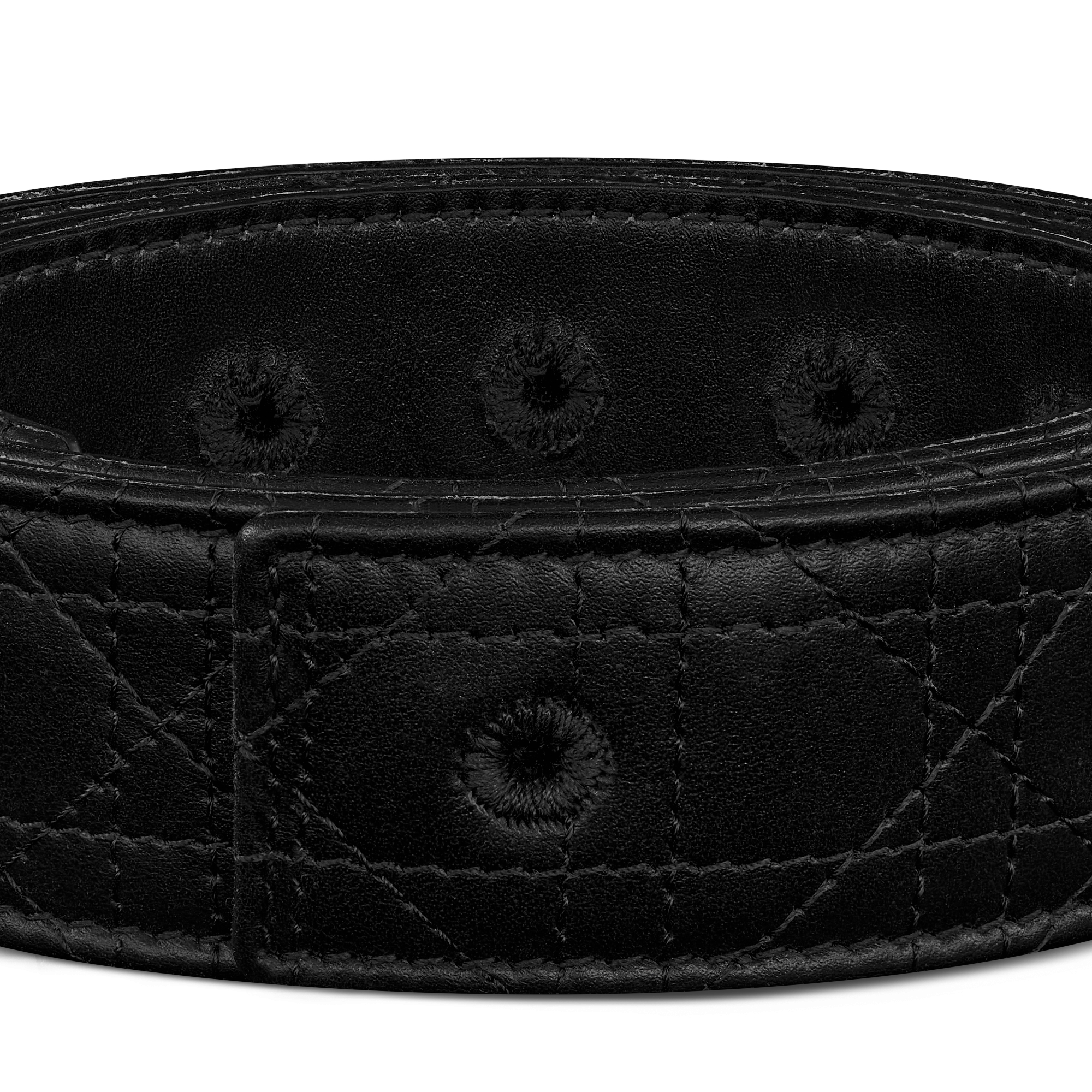Reversible Belt Strap Black Cannage Kumo Leather and Black Smooth Calfskin, 35 MM E09