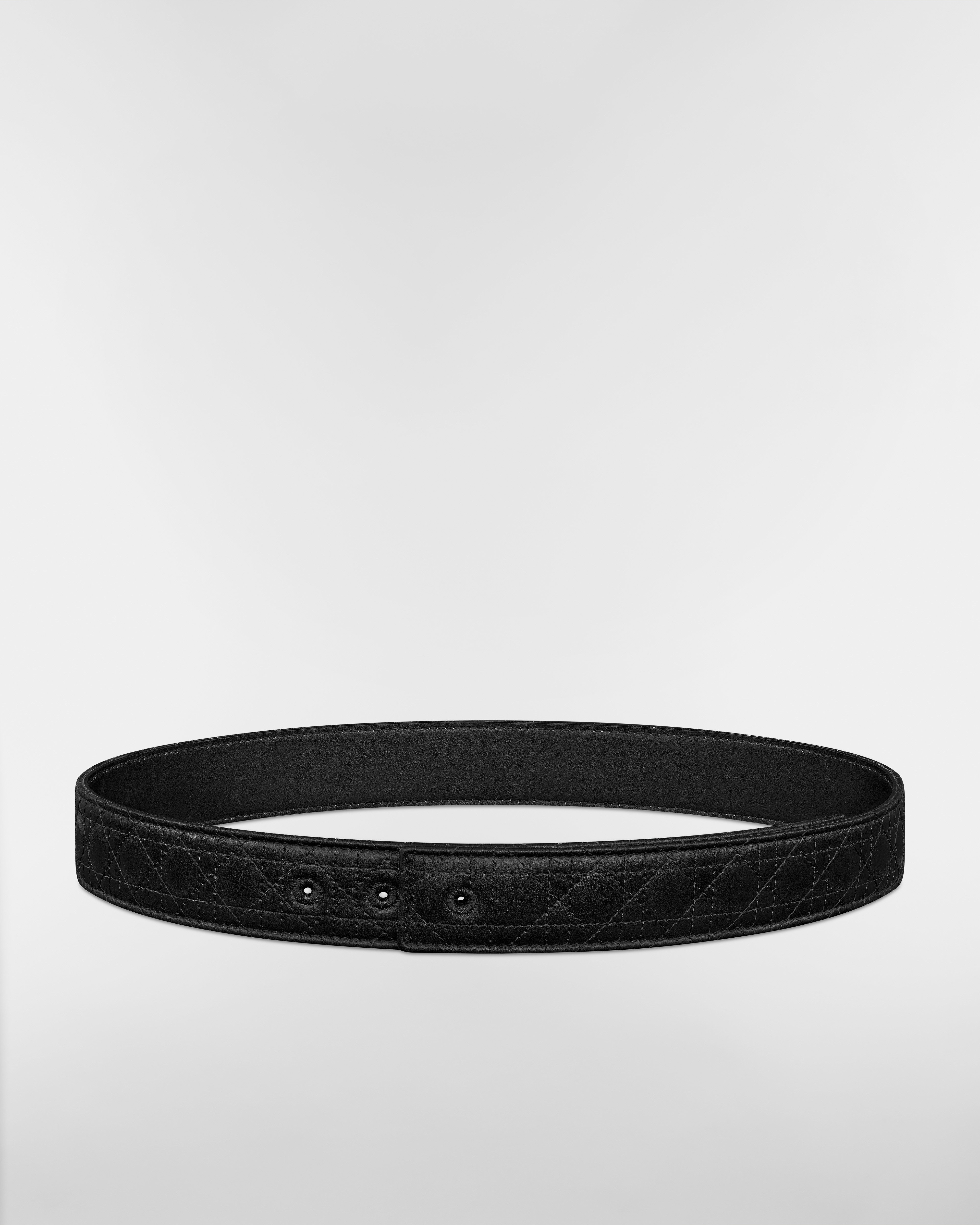 Reversible Belt Strap Black Cannage Kumo Leather and Black Smooth Calfskin, 35 MM E01