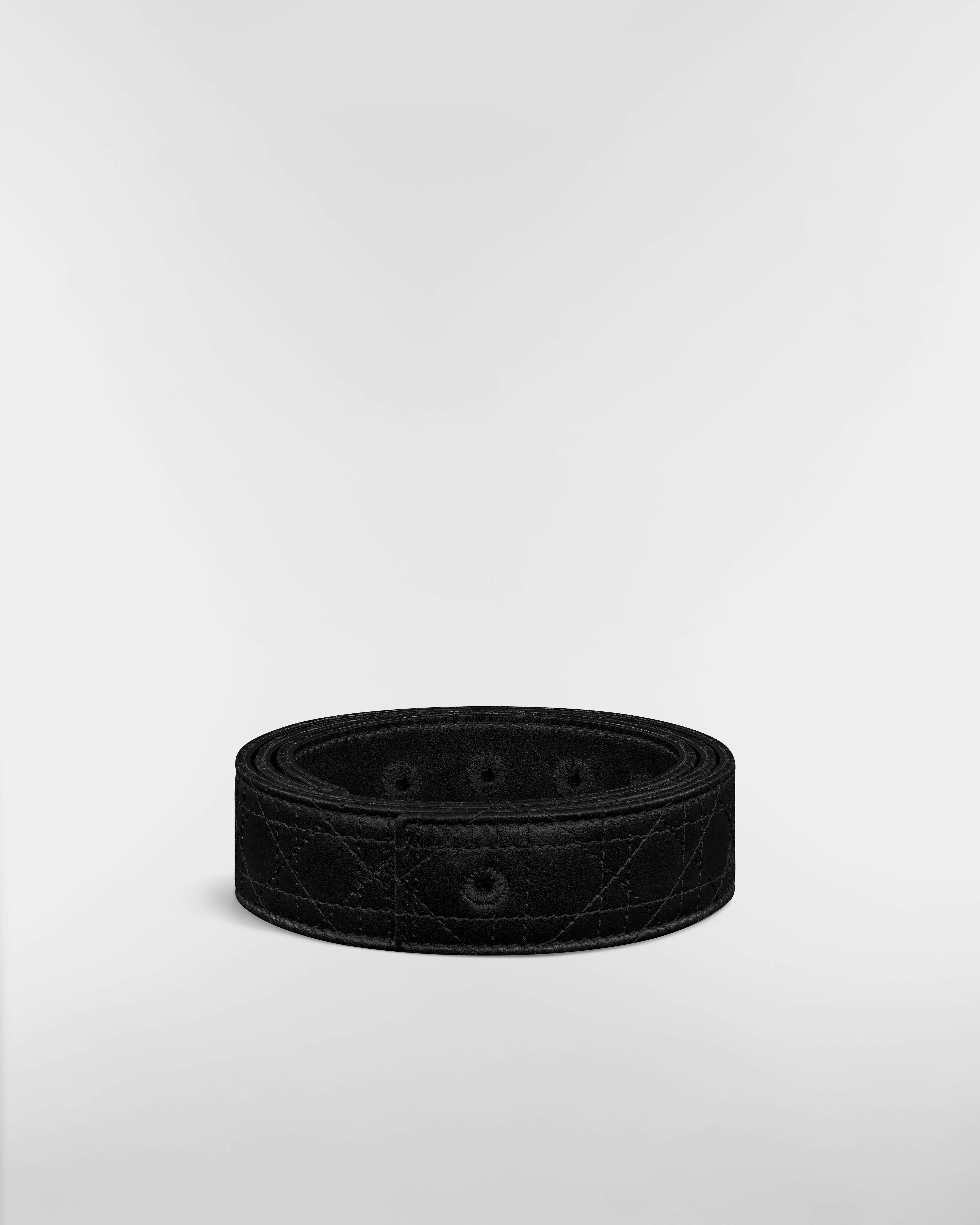 Reversible Belt Strap Black Cannage Kumo Leather and Black Smooth Calfskin, 35 MM E03