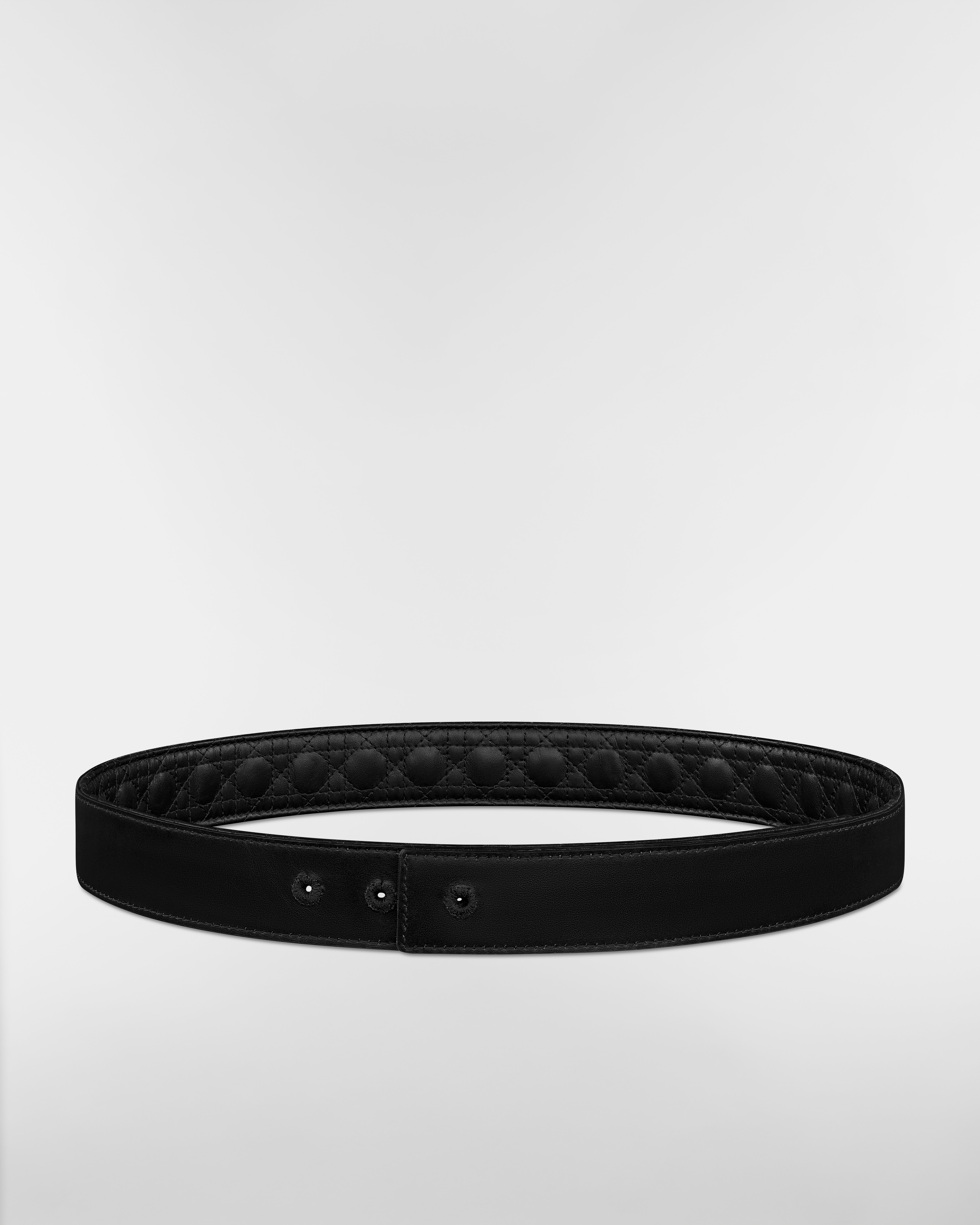 Reversible Belt Strap Black Cannage Kumo Leather and Black Smooth Calfskin, 35 MM E07