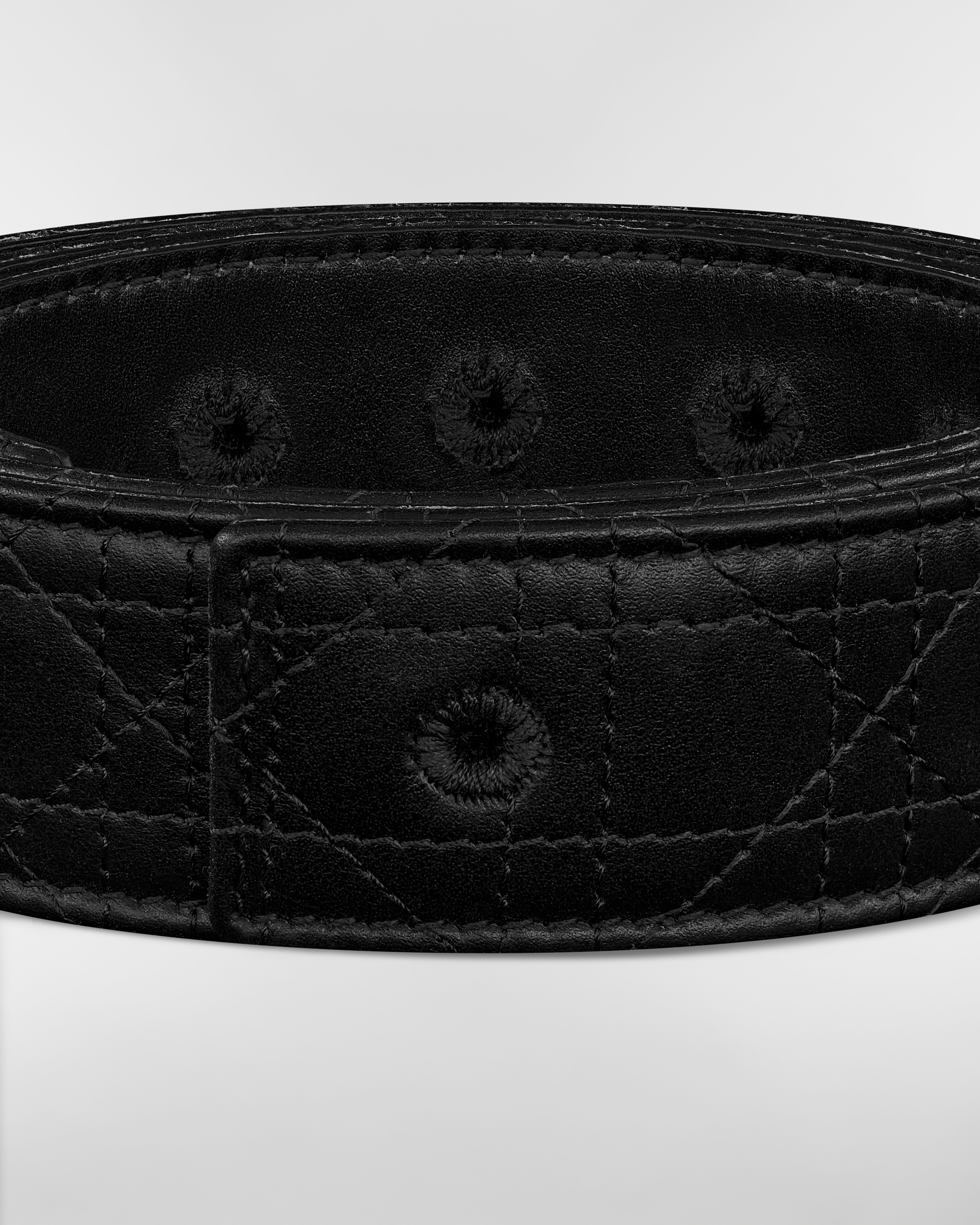 Reversible Belt Strap Black Cannage Kumo Leather and Black Smooth Calfskin, 35 MM E09