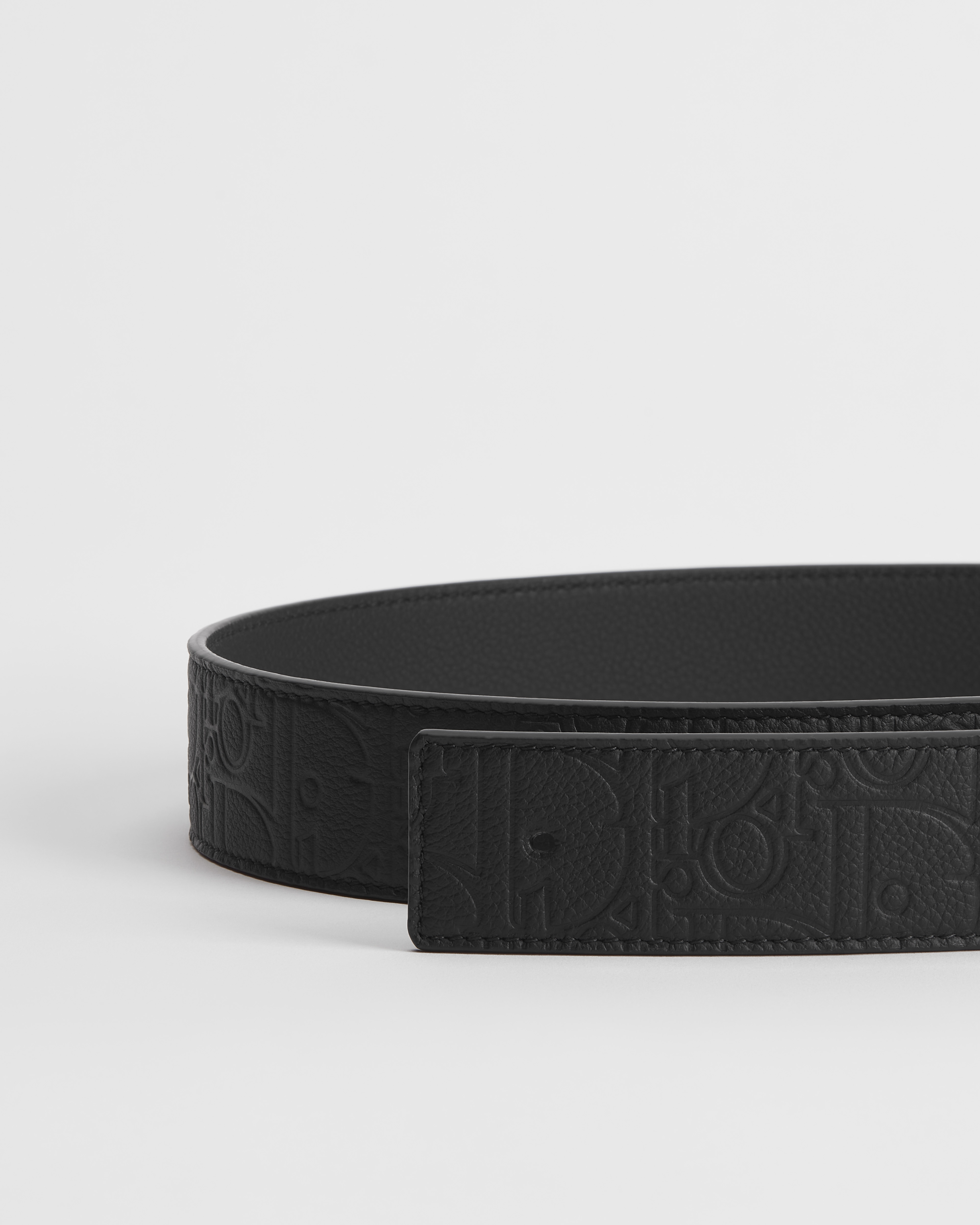 Reversible Belt Strap Black Dior Gravity Leather and Black Grained Calfskin, 35 MM E09