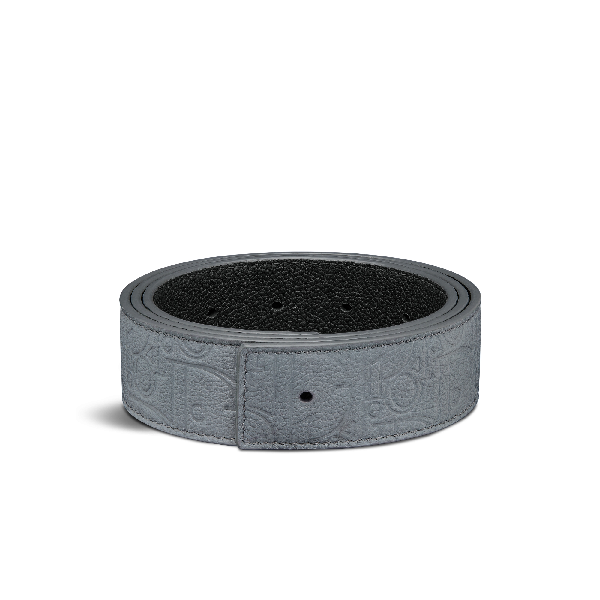 Reversible Belt Strap Deep Gray Dior Gravity Leather and Deep Gray Smooth Calfskin, 35 MM E03