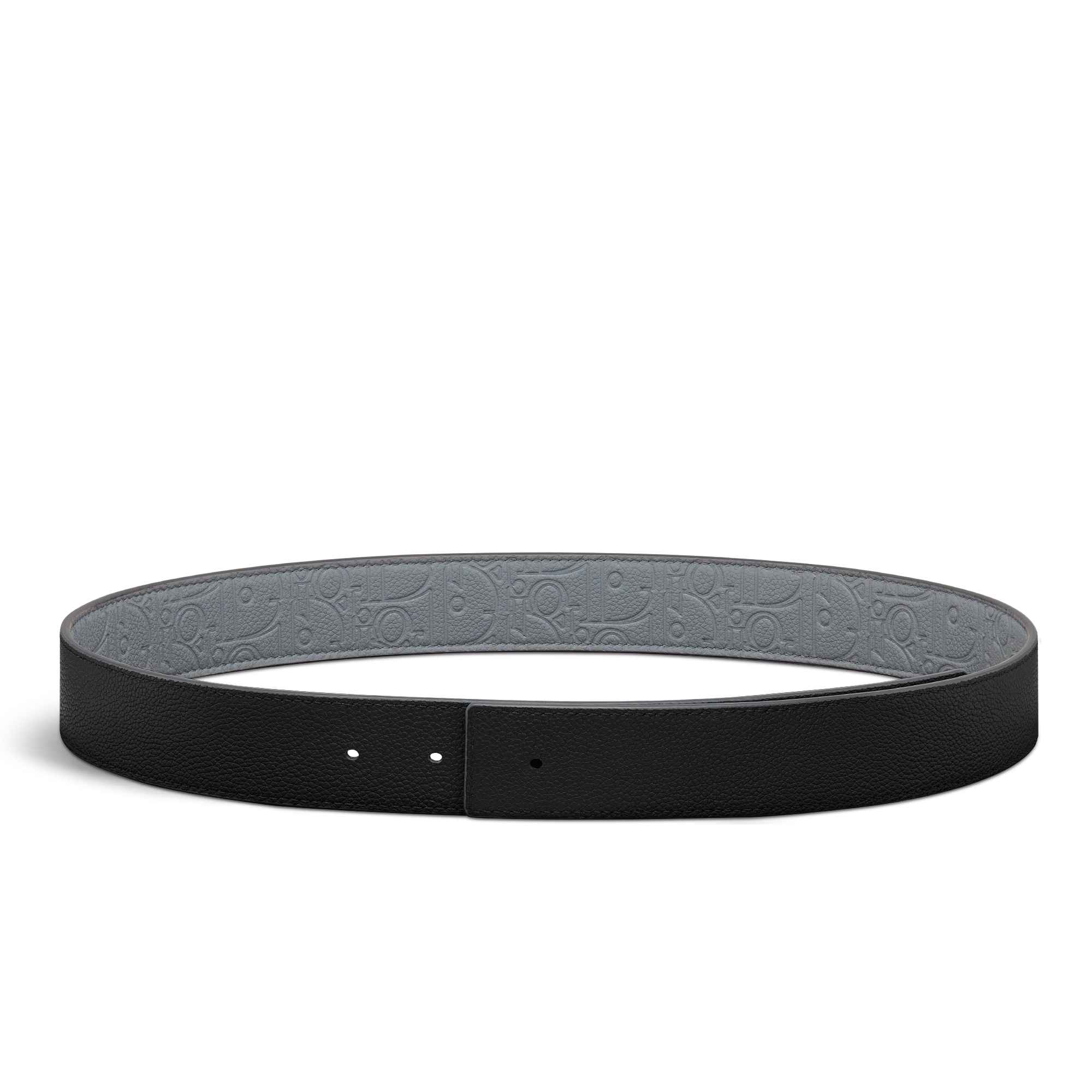 Reversible Belt Strap Deep Gray Dior Gravity Leather and Deep Gray Smooth Calfskin, 35 MM E07