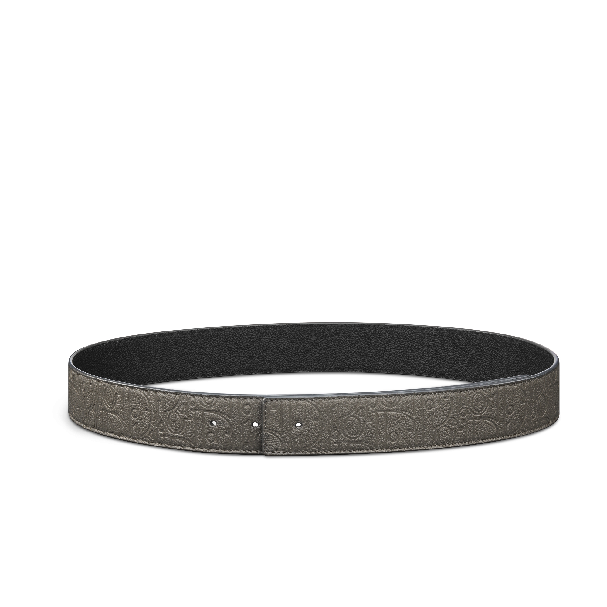 Reversible Belt Strap Gray Dior Gravity Leather and Black Grained Calfskin, 35 MM E01
