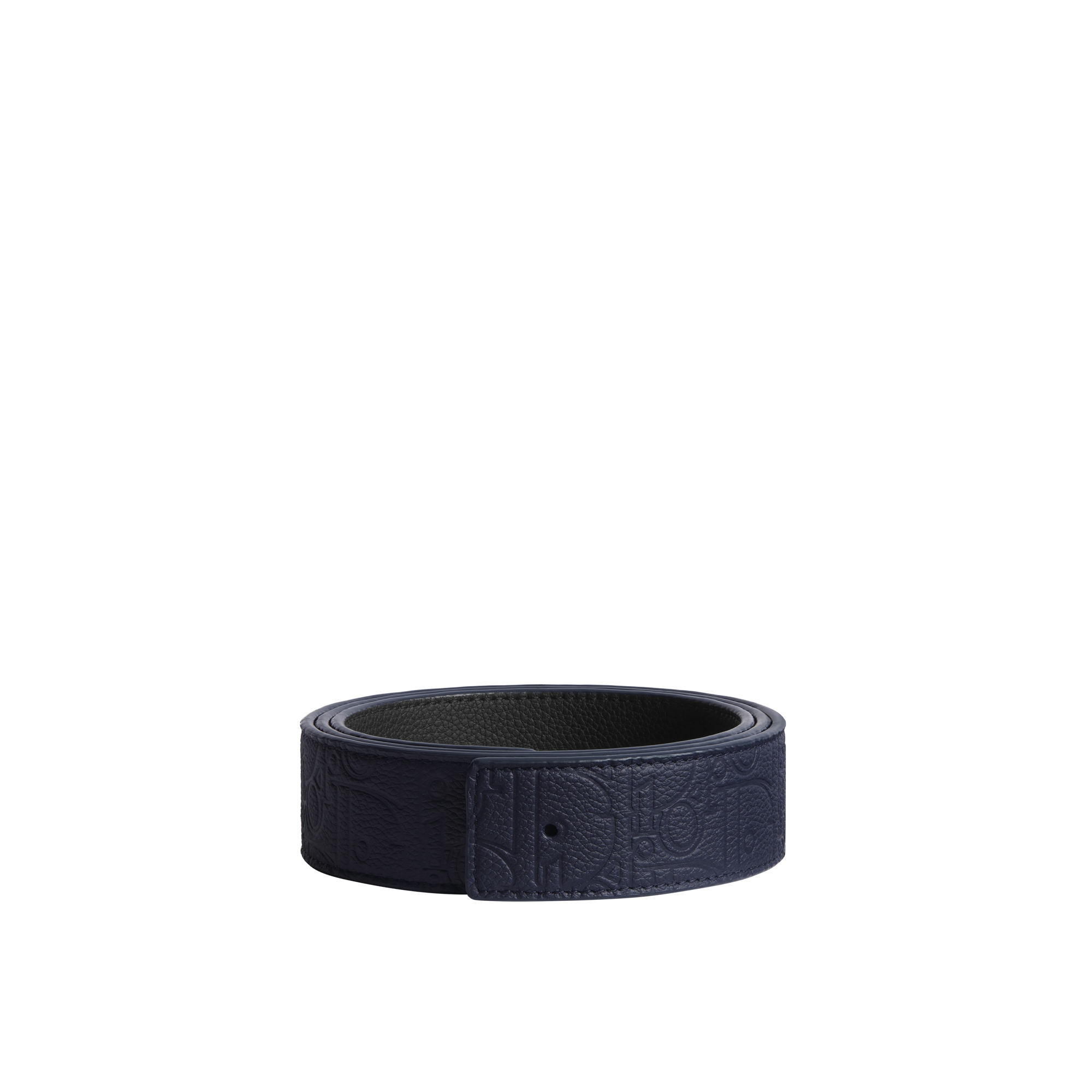 Reversible Belt Strap Navy Blue Dior Gravity Leather and Black Grained Calfskin, 35 MM E01