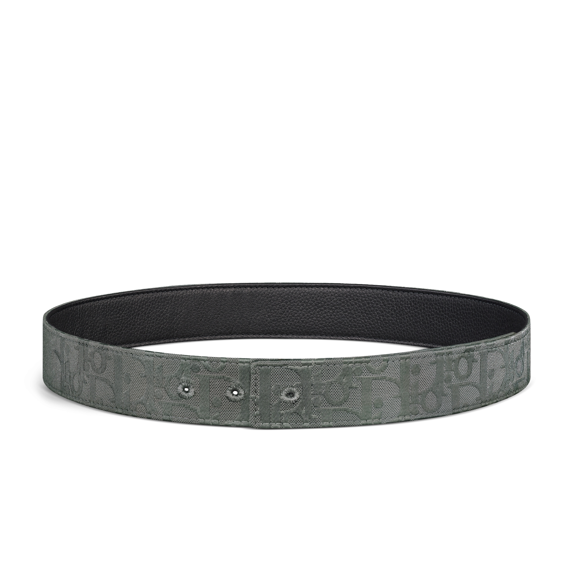 Reversible Belt Strap Anthracite Gray Dior Oblique Canvas and Black Grained Calfskin, 35 MM E01