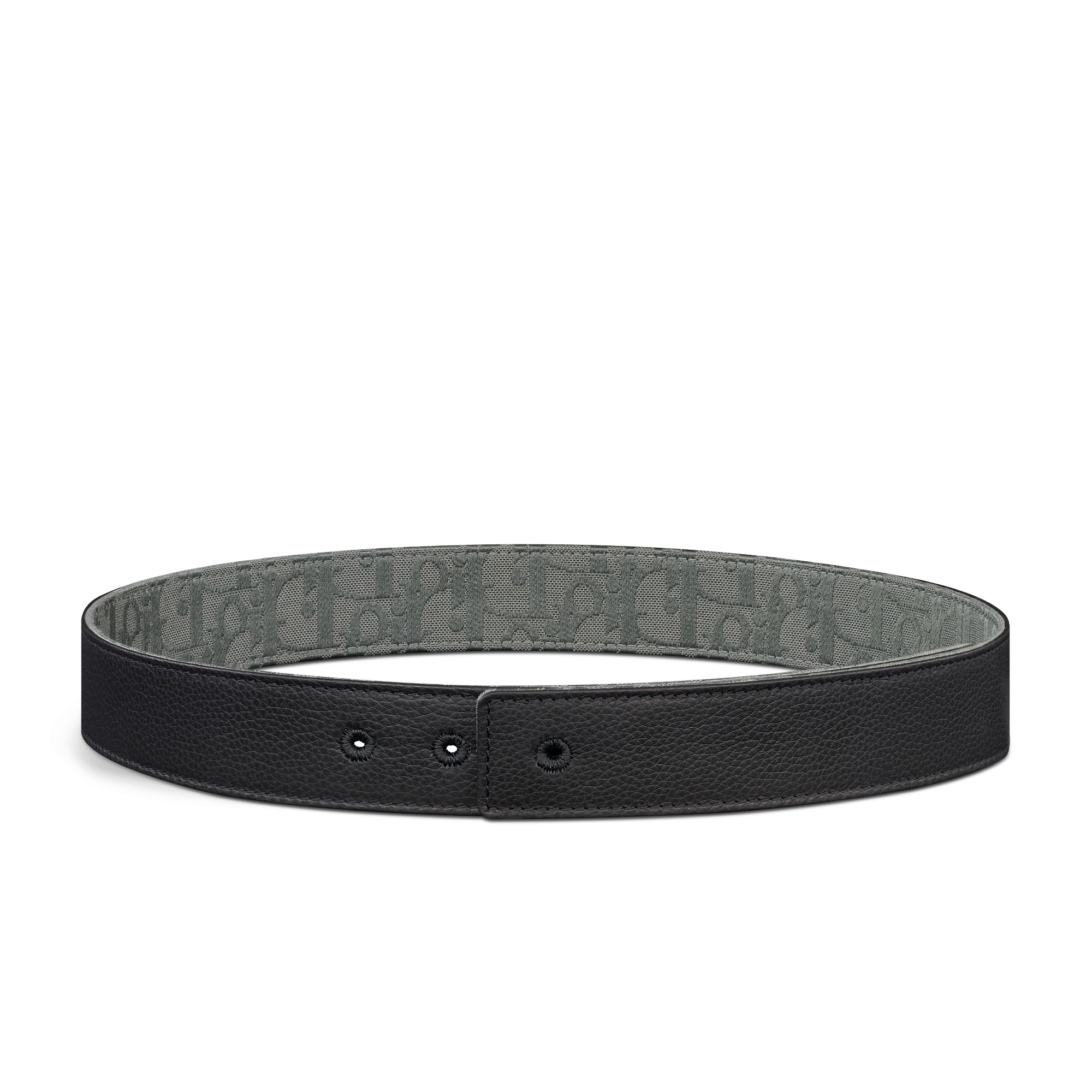 Reversible Belt Strap Anthracite Gray Dior Oblique Canvas and Black Grained Calfskin, 35 MM E07
