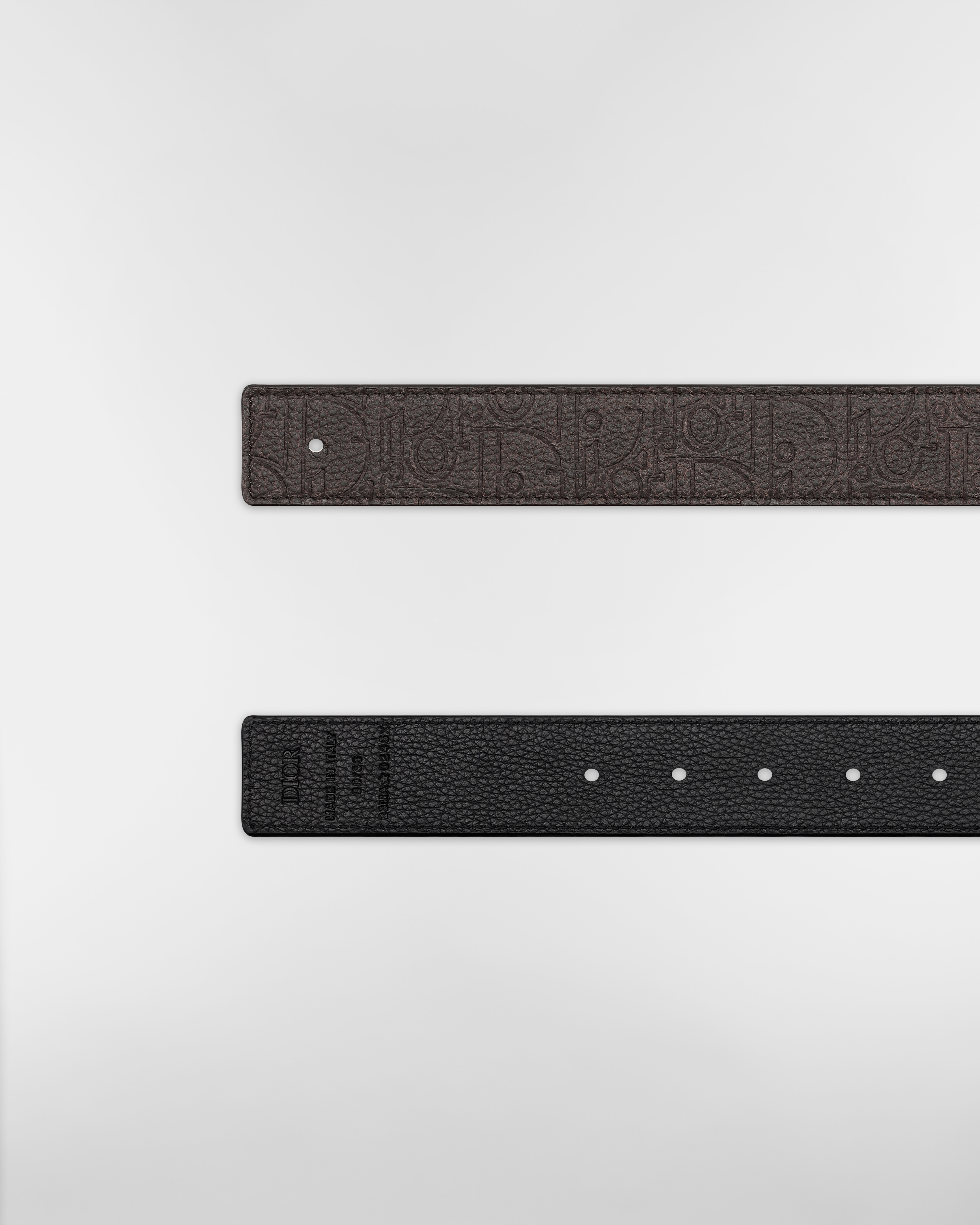 Reversible Belt Strap Brown Dior Gravity Vintage Leather and Black Grained Calfskin, 35 MM E06