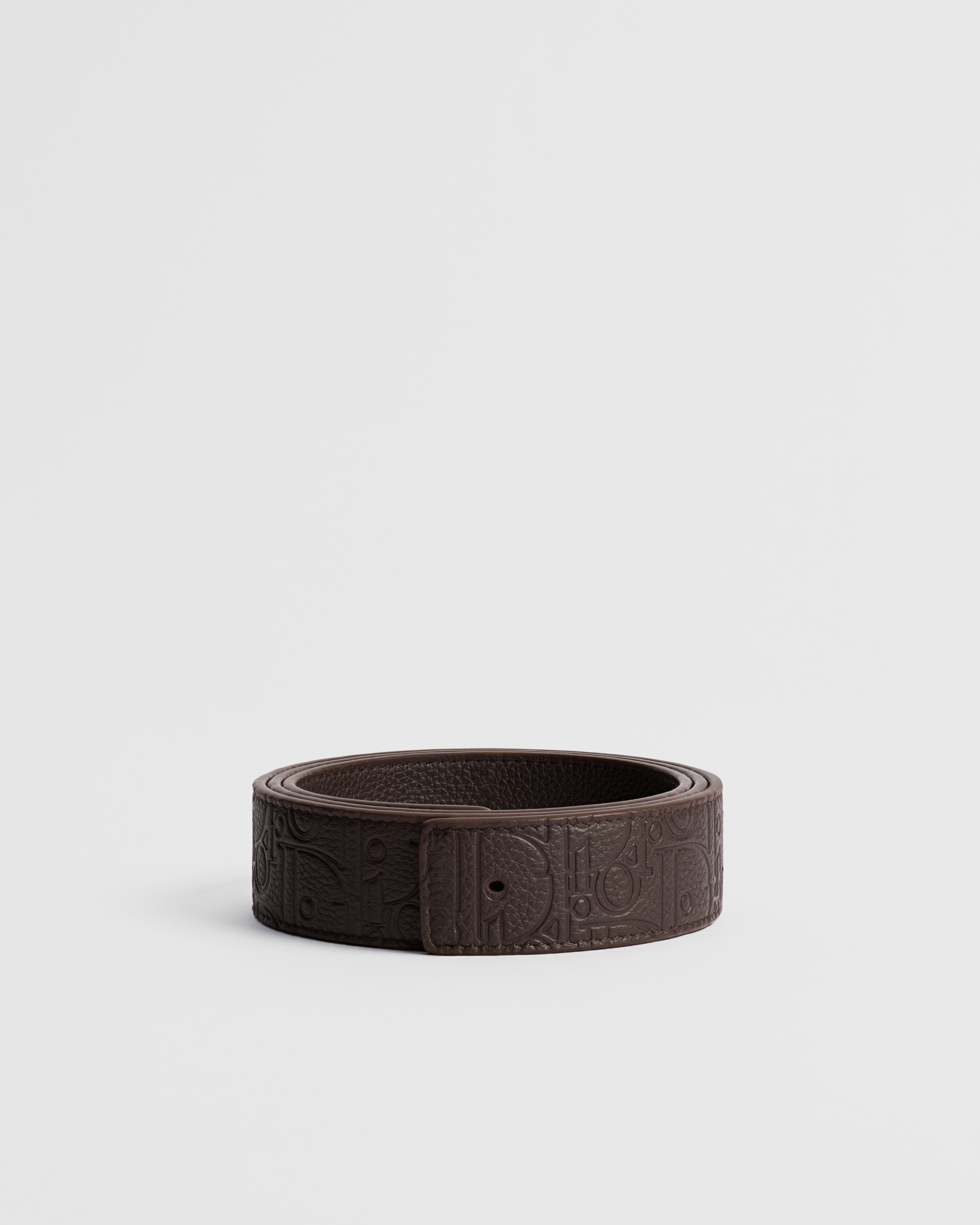 Reversible Belt Strap Brown Dior Gravity Grained Leather and Brown Grained Calfskin, 35 MM E01