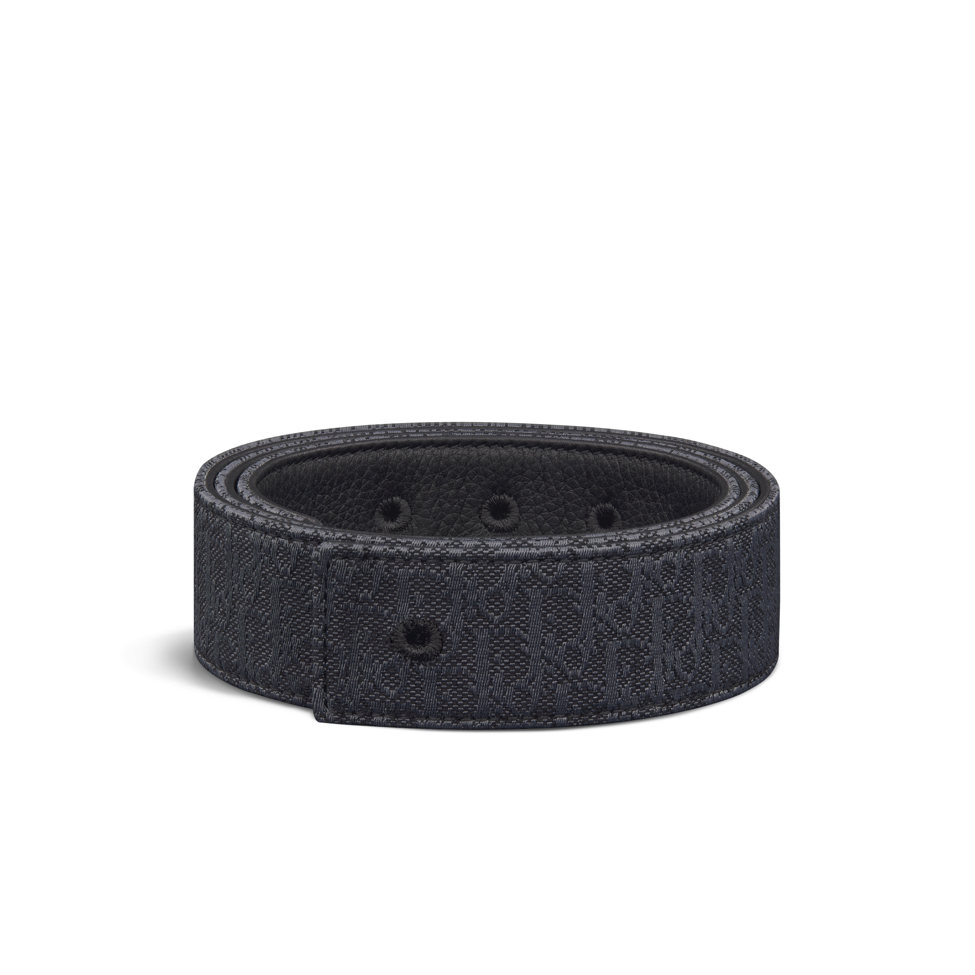 Correia reversível Couro de vitelo granulado e canvas Dior Oblique pretos, 35 mm E03