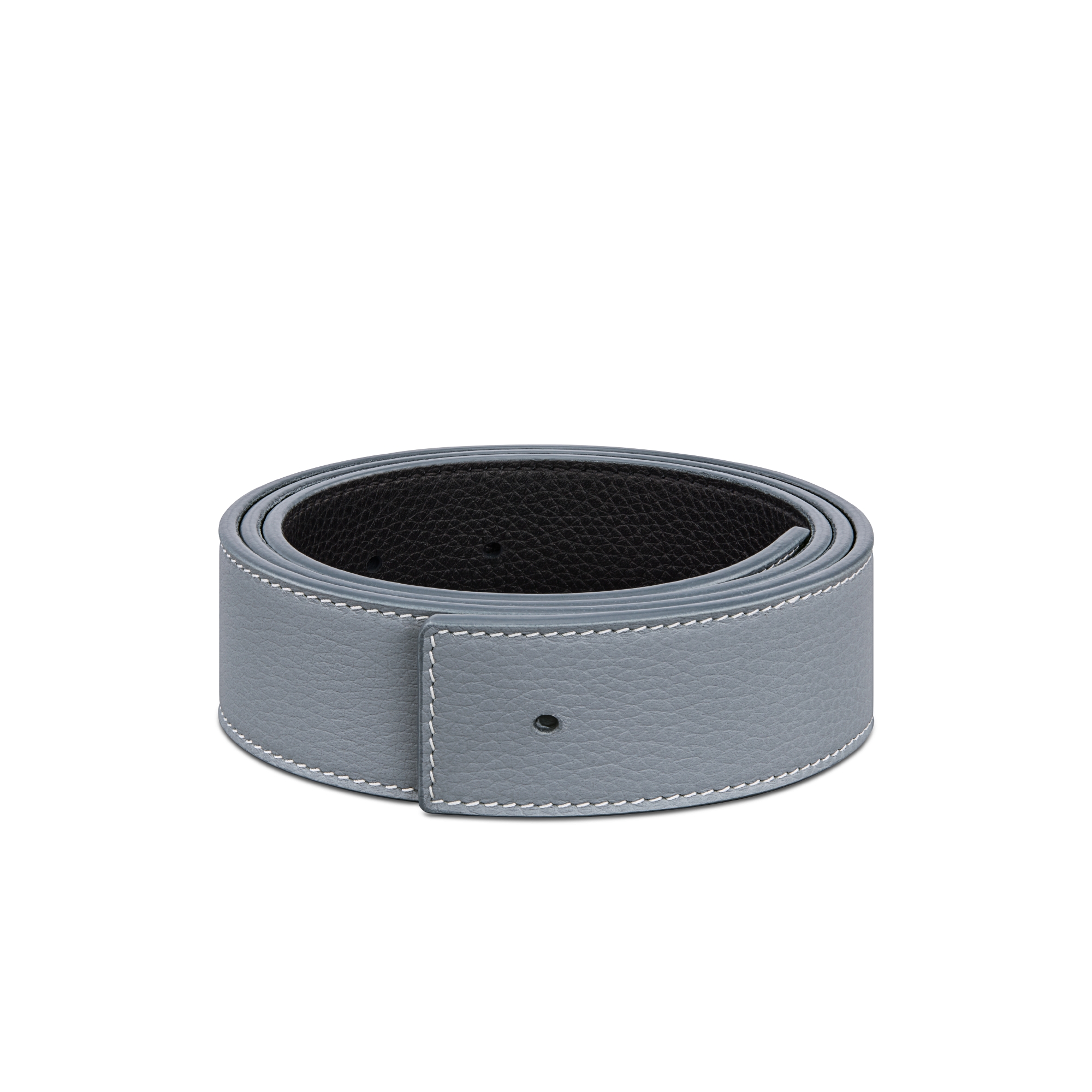 Correia reversível Couro de vitelo granulado cinza-Dior e preto, 35 mm E03