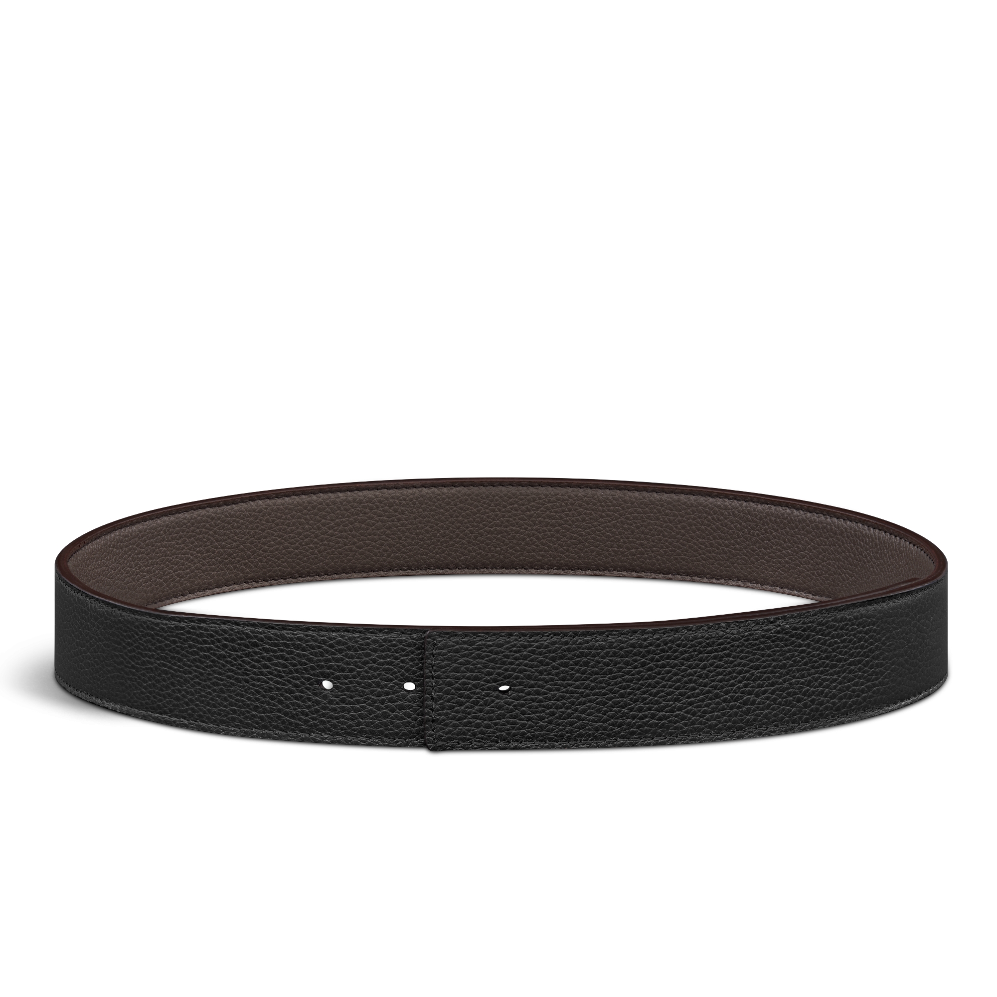 Reversible Belt Strap Brown Grained Calfskin and Black Grained Calfskin, 35 MM E07