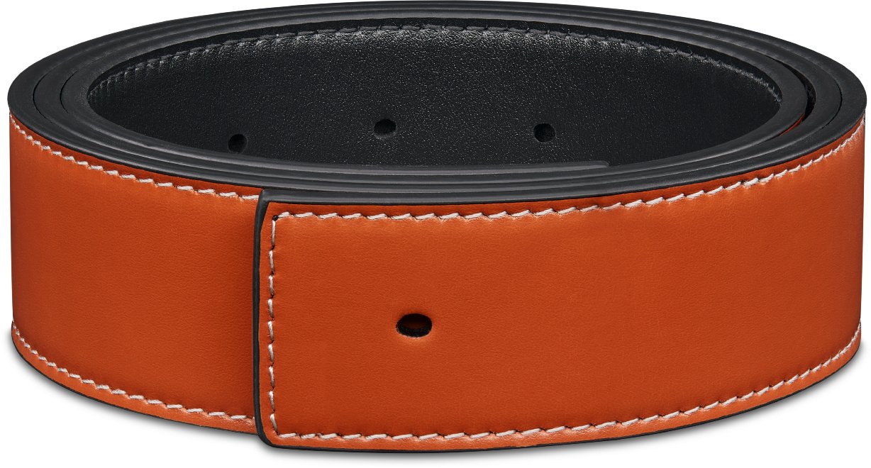 Correa de cinturón reversible Piel de becerro lisa en marrón coñac y ...