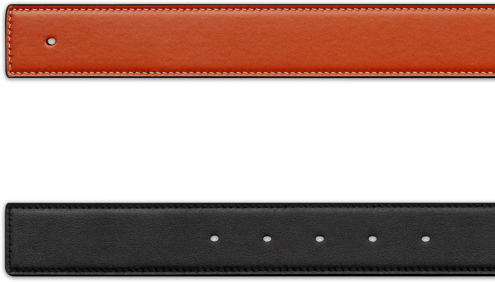 Correa de cinturón reversible Piel de becerro lisa en marrón coñac y ...