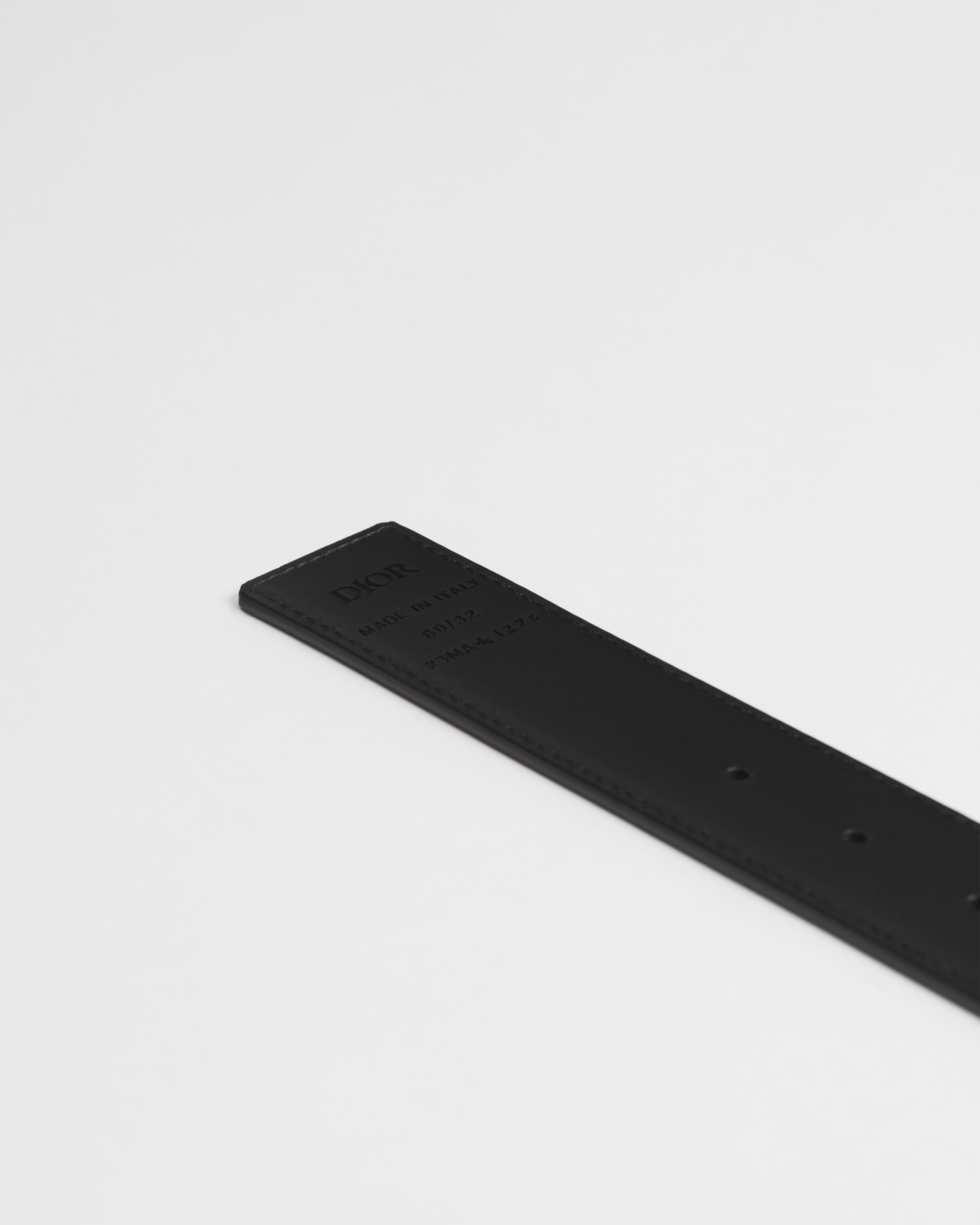 Correa de cinturón reversible Piel Dior Oblique Galaxy y piel de becerro lisa negras, 35 mm E10