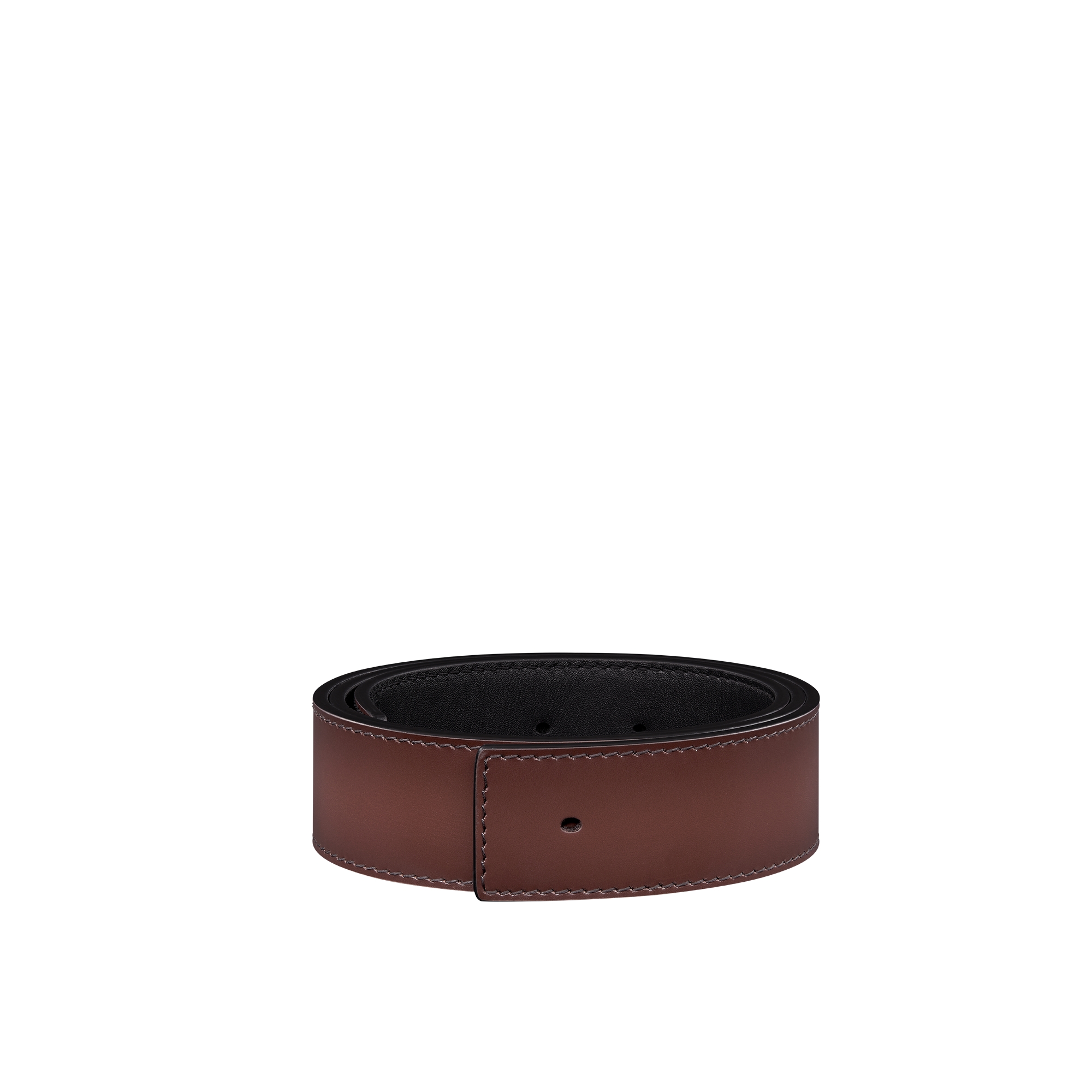 Reversible Belt Strap Brown Patina-Finish Calfskin and Black Patina-Finish Calfskin, 35 MM E03