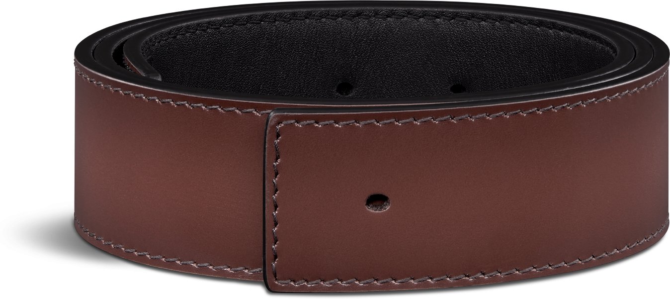 Correa de cinturón reversible Piel de becerro patinada marrón y negra ...