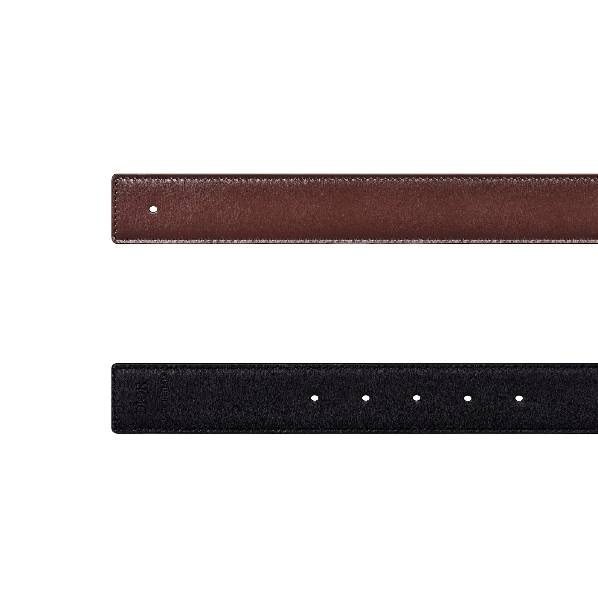 Reversible Belt Strap Brown Patina-Finish Calfskin and Black Patina-Finish Calfskin, 35 MM E06