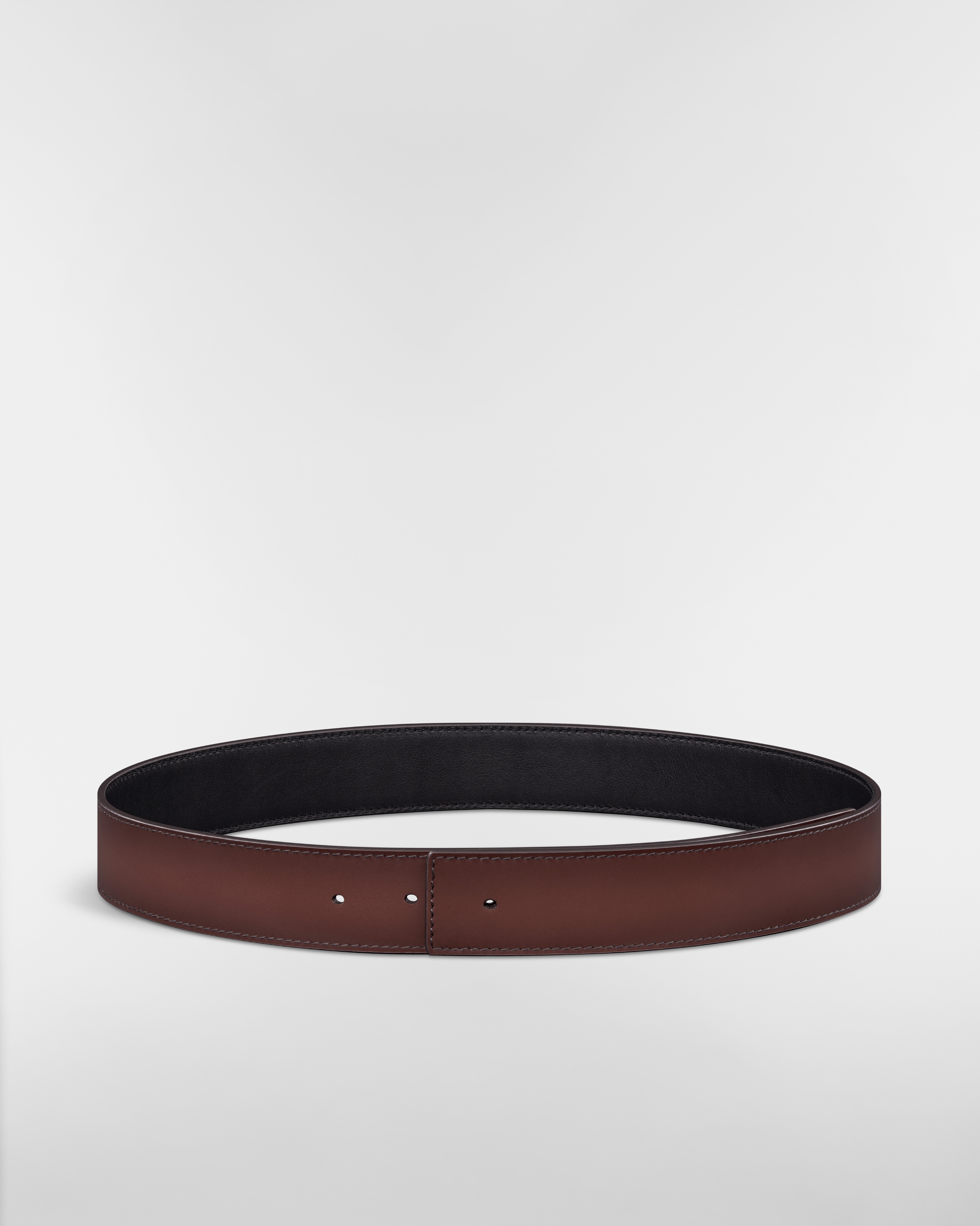 Reversible Belt Strap Brown Patina-Finish Calfskin and Black Patina-Finish Calfskin, 35 MM E01