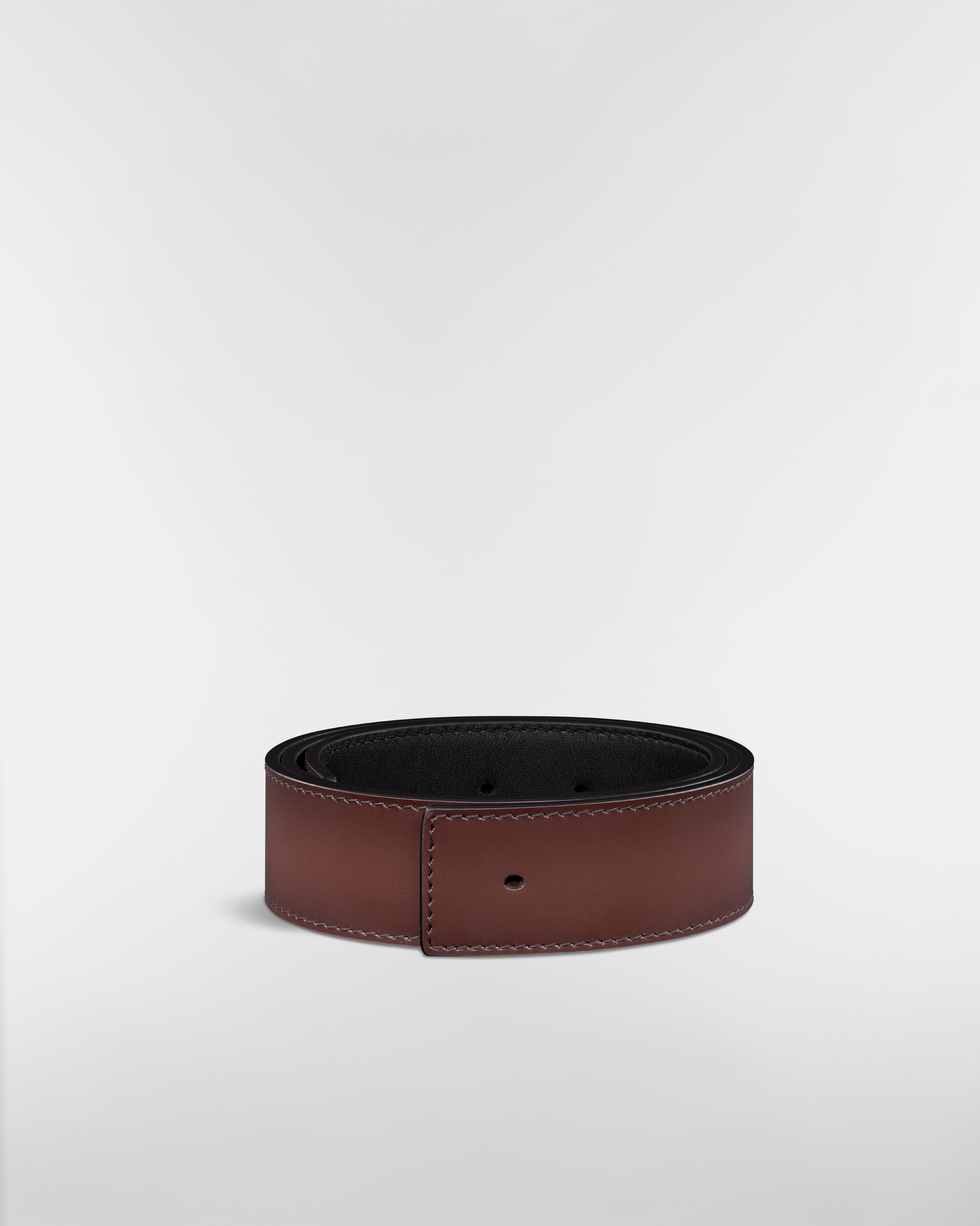 Reversible Belt Strap Brown Patina-Finish Calfskin and Black Patina-Finish Calfskin, 35 MM E03