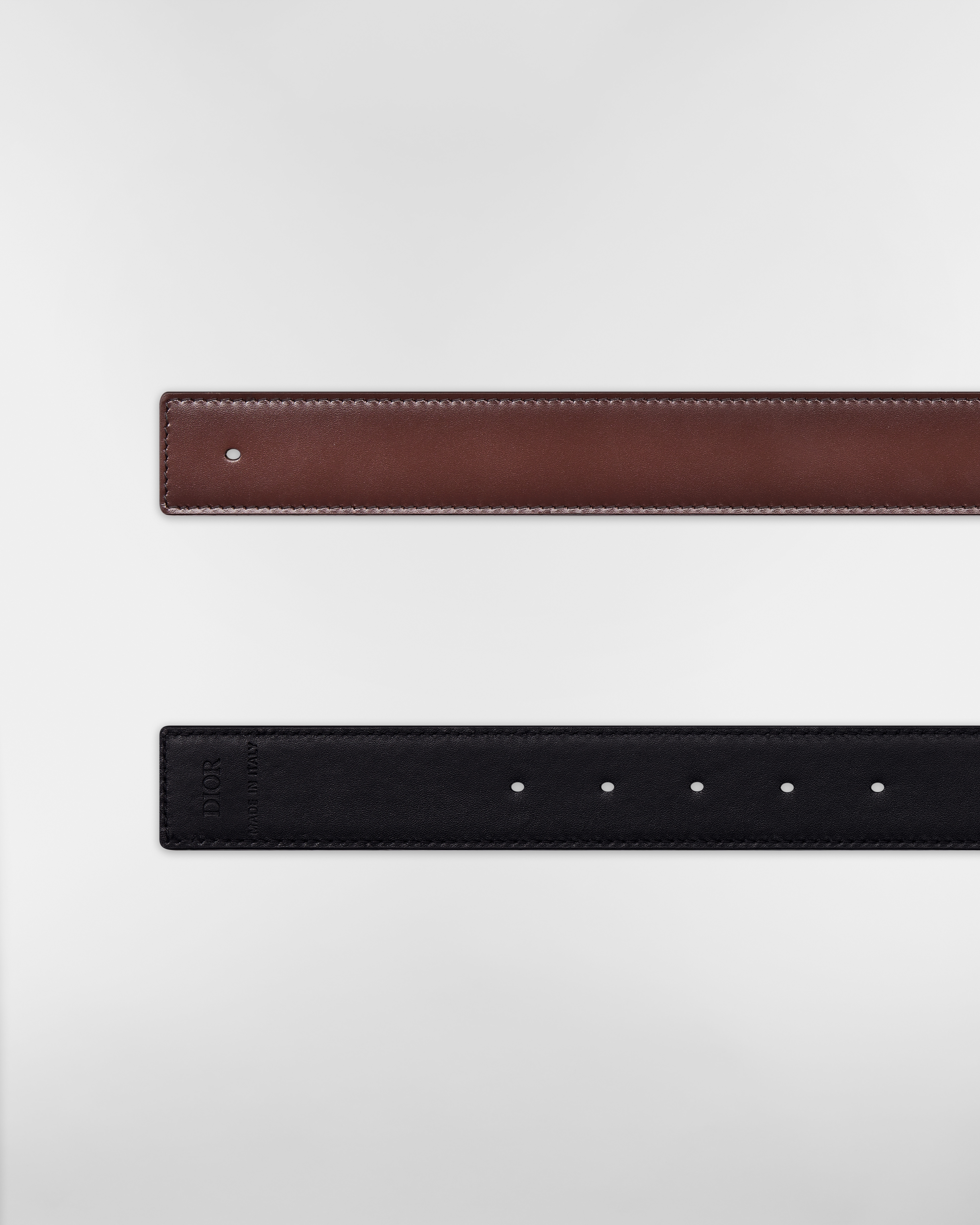 Reversible Belt Strap Brown Patina-Finish Calfskin and Black Patina-Finish Calfskin, 35 MM E06